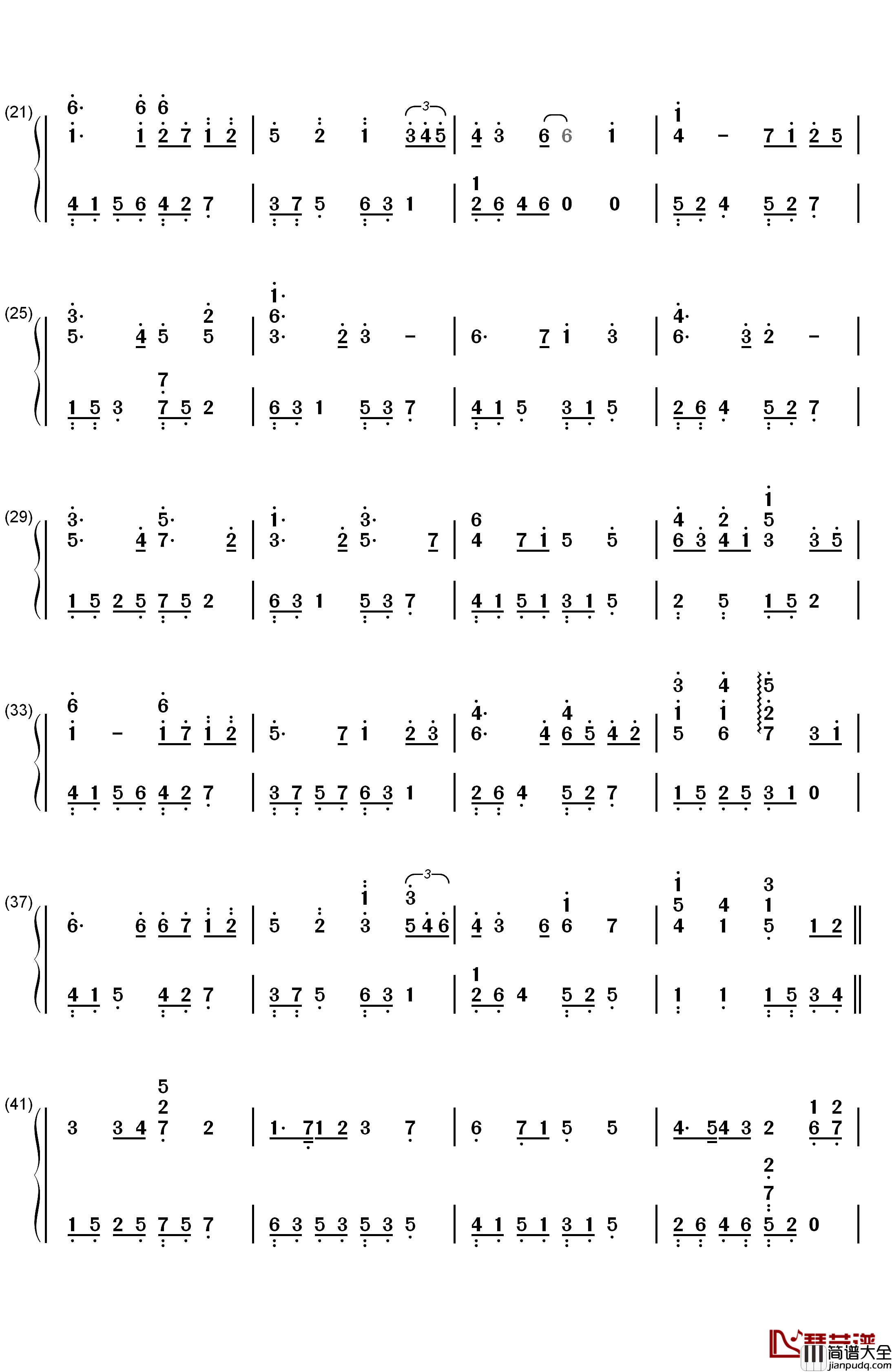 上世纪的童话钢琴简谱_数字双手_雷诺儿