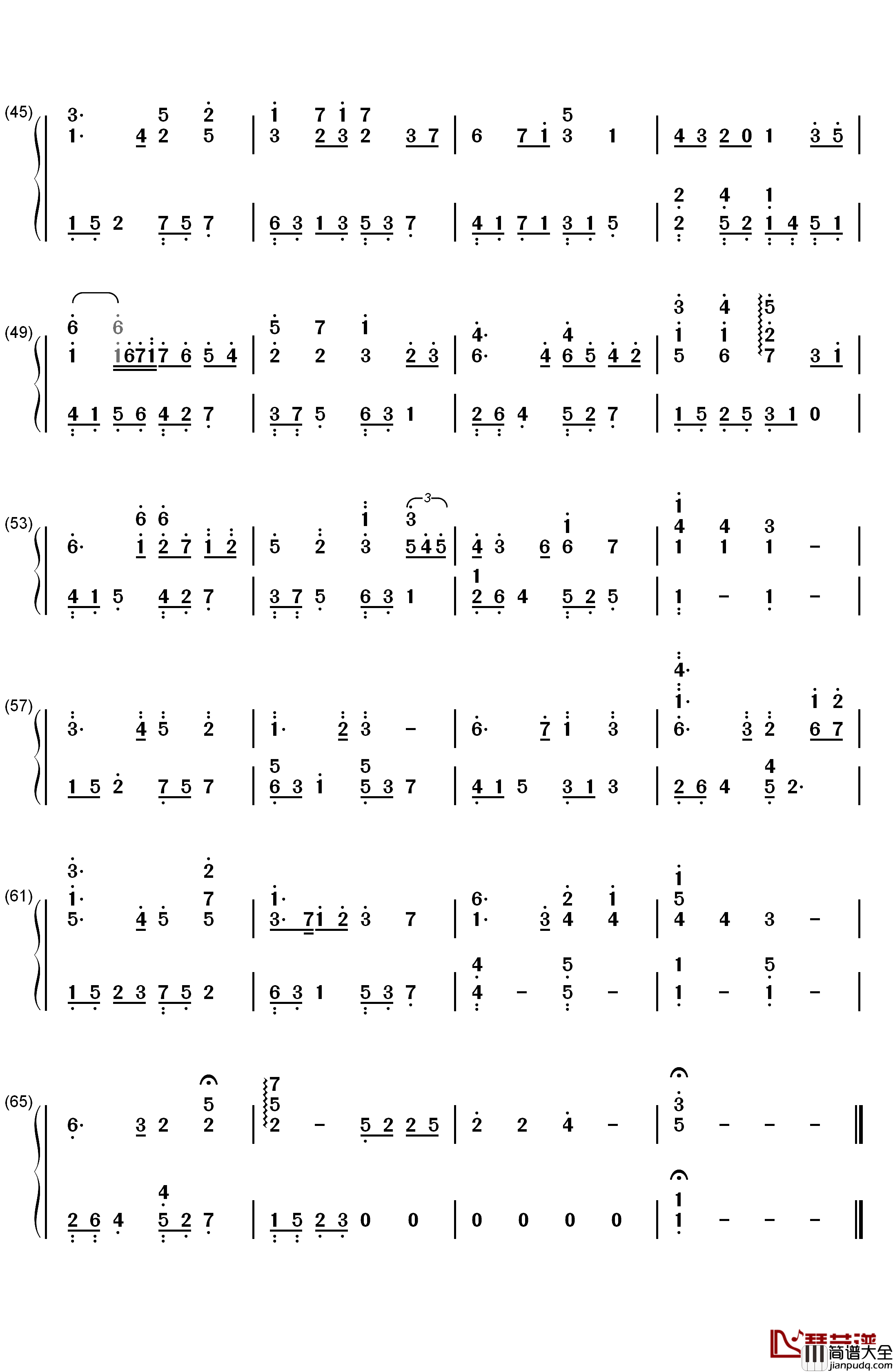 上世纪的童话钢琴简谱_数字双手_雷诺儿