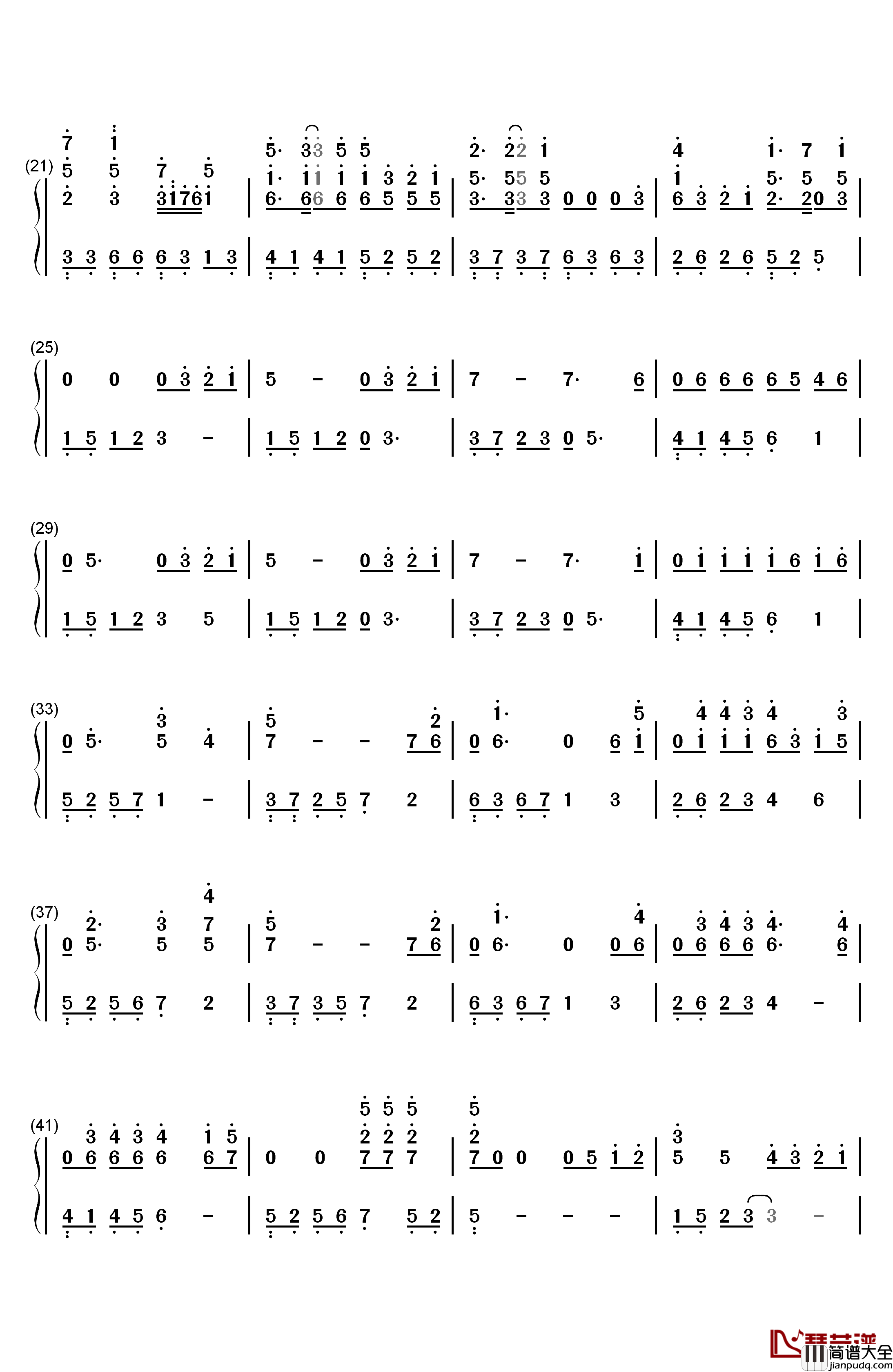 青春修炼手册钢琴简谱_数字双手_TFBOYS