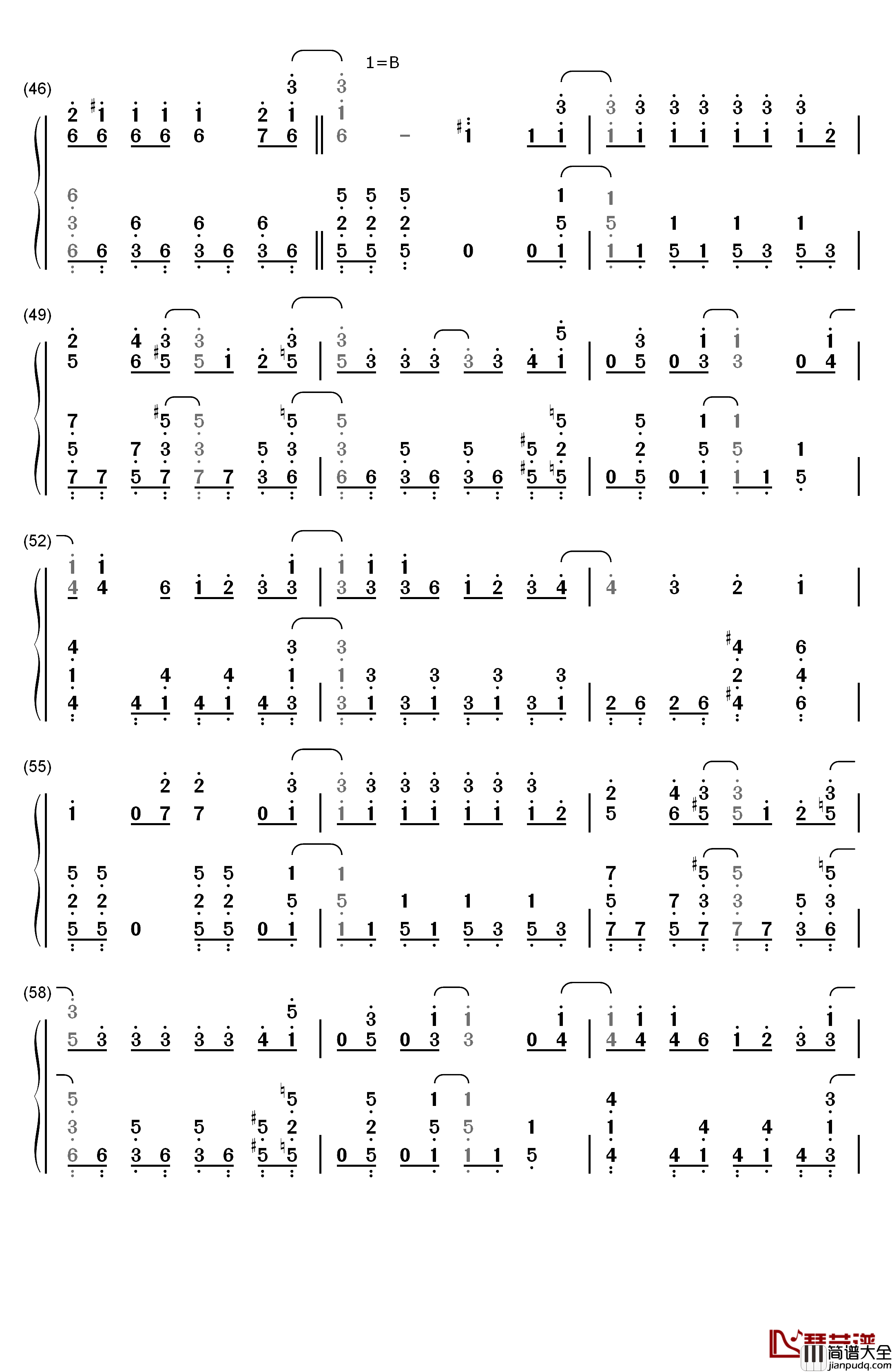 闪亮闪亮钢琴简谱_数字双手_梶裕贵