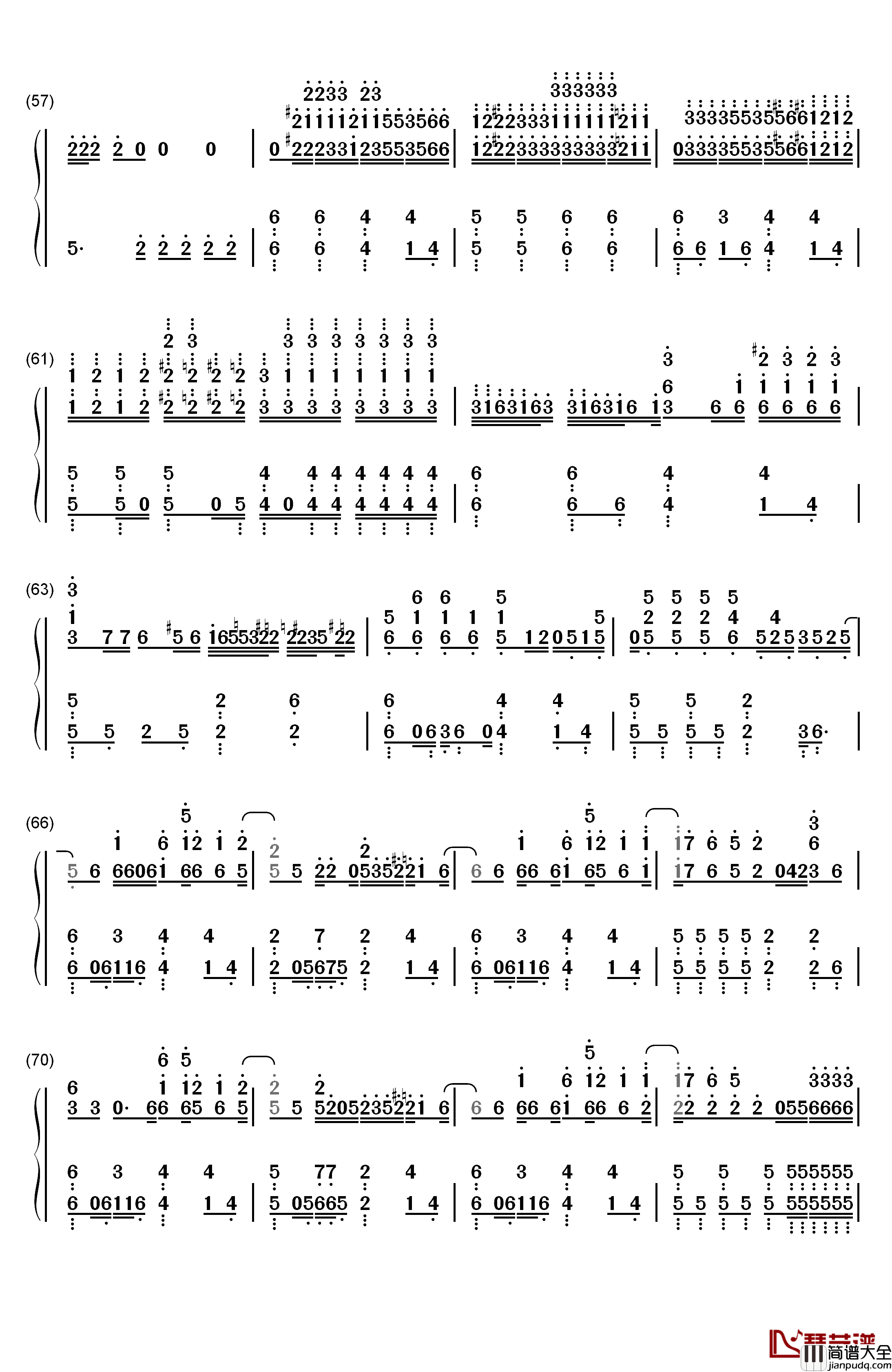 Finale钢琴简谱_数字双手_Madeon