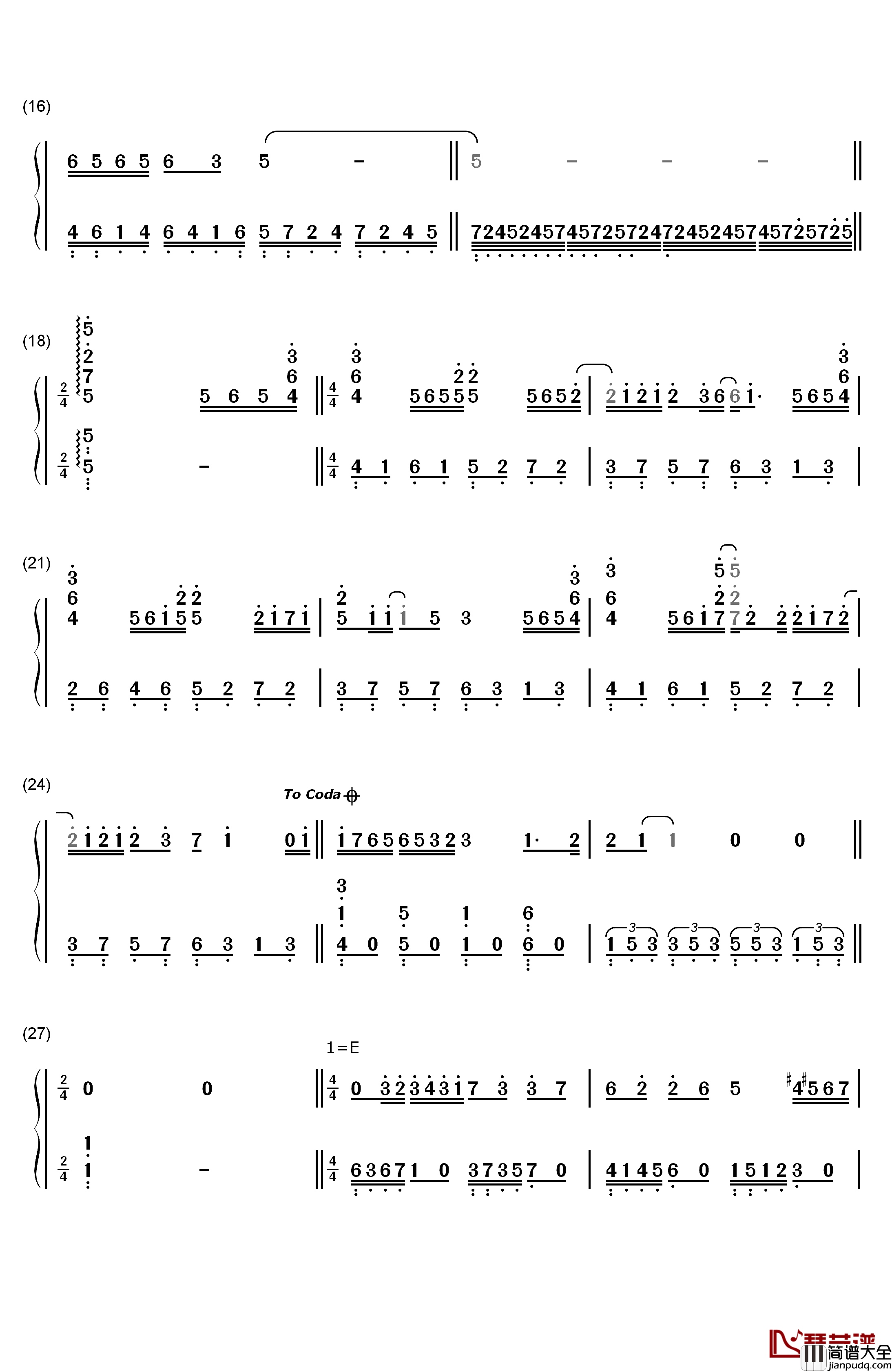 不完美小孩钢琴简谱_数字双手_TFBOYS