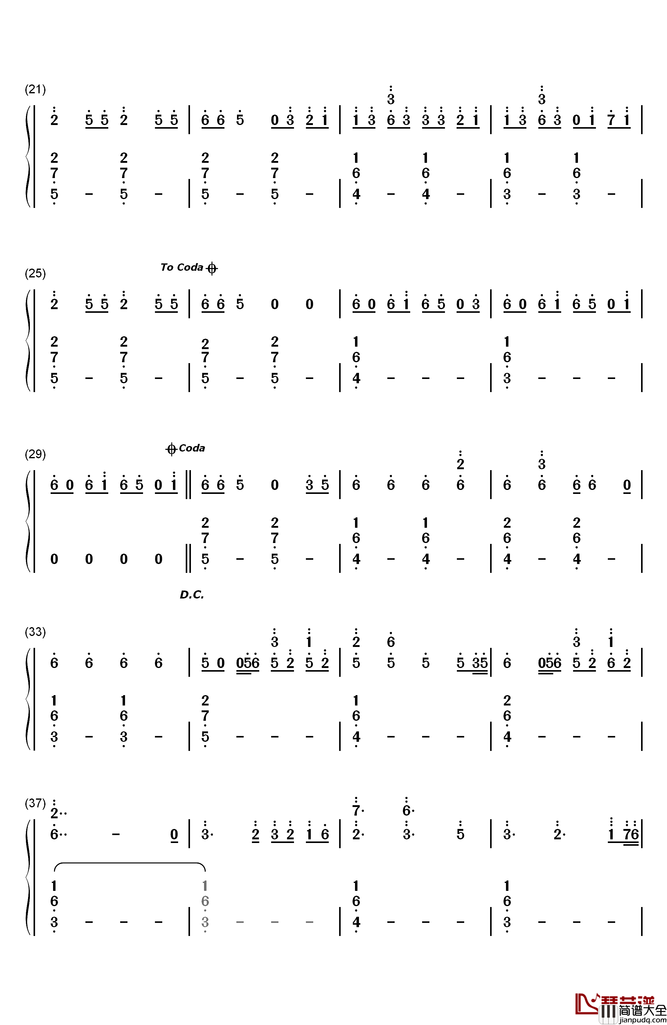 Yes_Girl钢琴简谱_数字双手_Bea_Miller