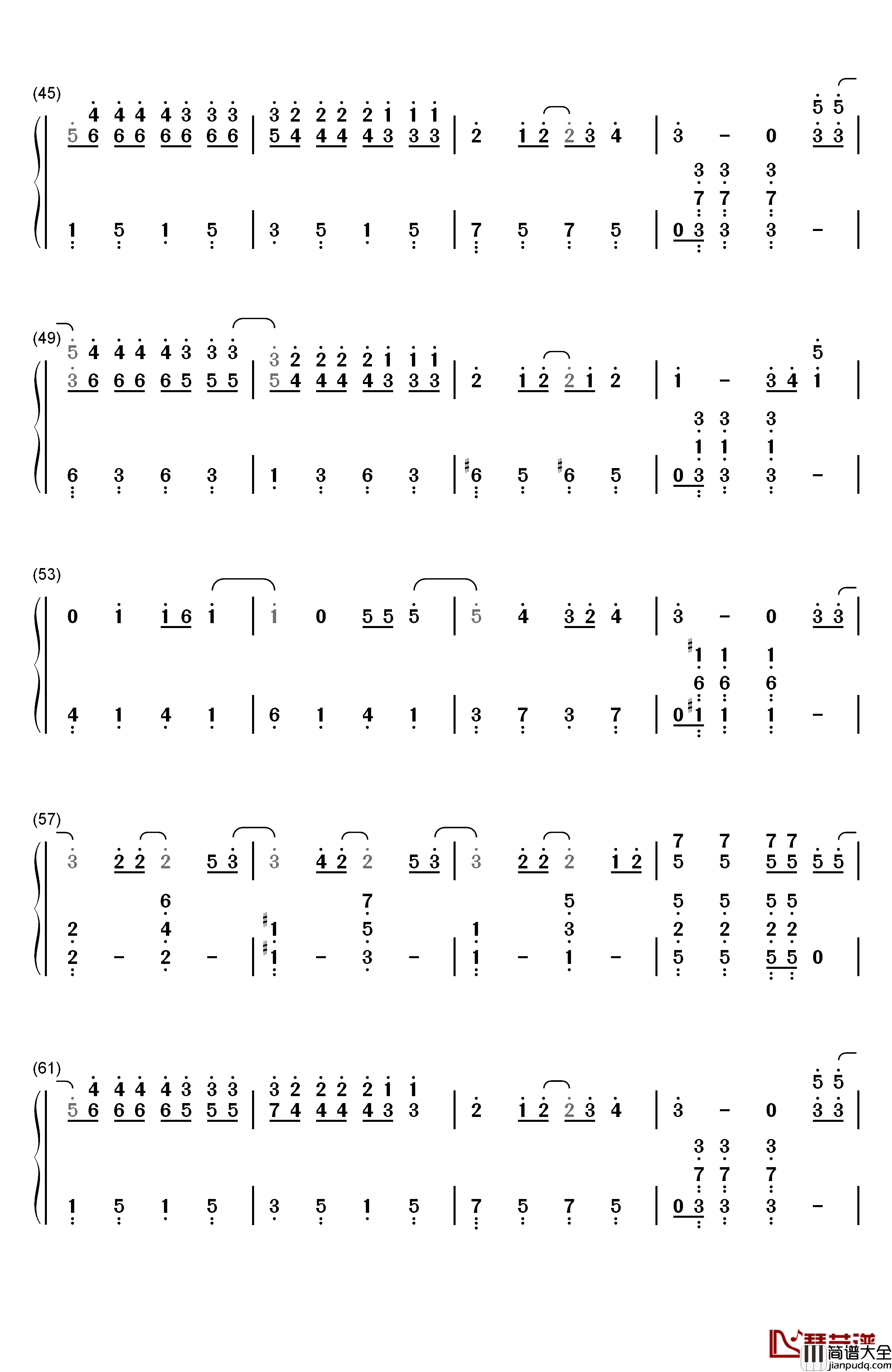 名前を呼ぶよ钢琴简谱_数字双手_Luck_Life