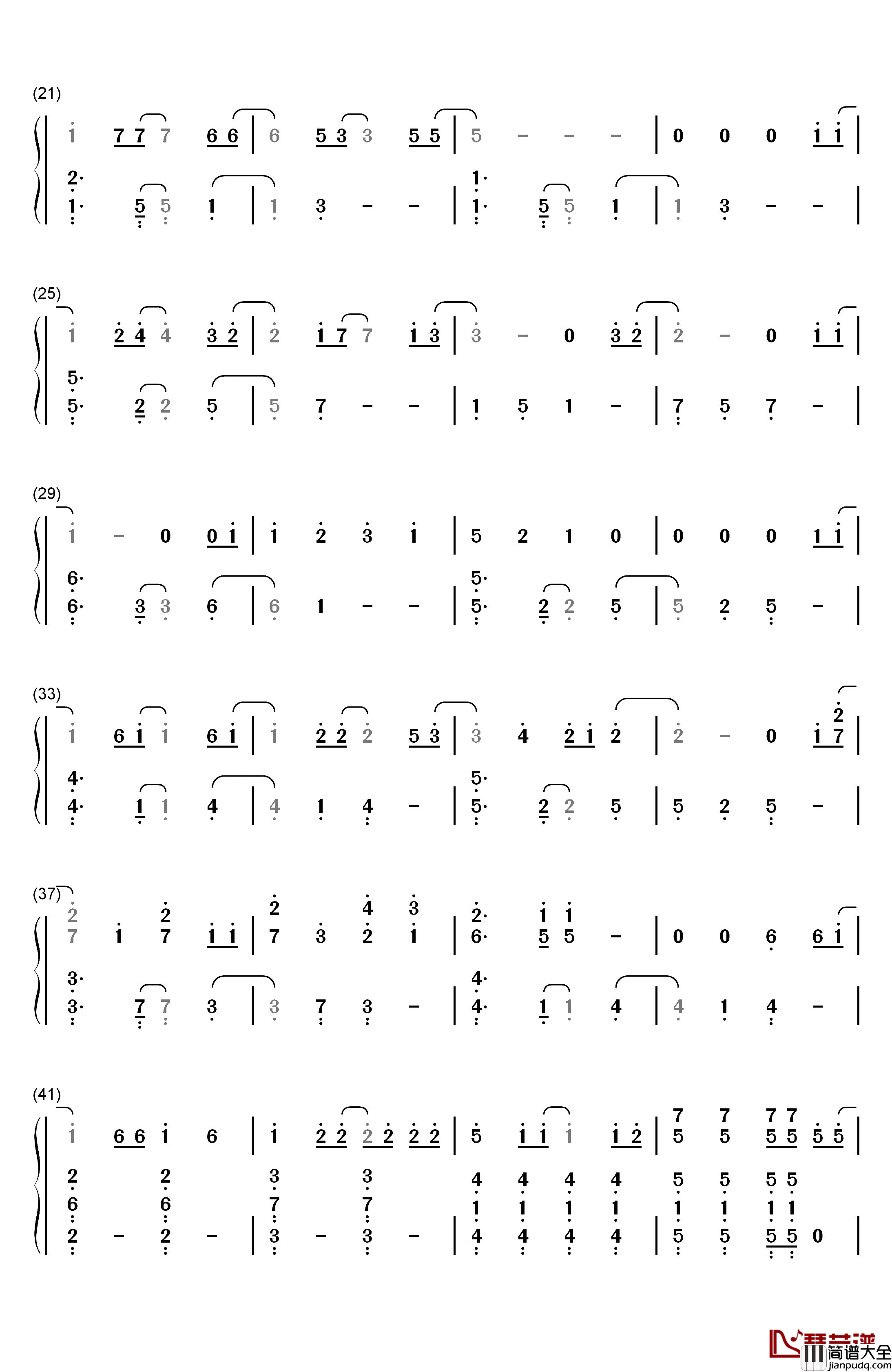 名前を呼ぶよ钢琴简谱_数字双手_Luck_Life