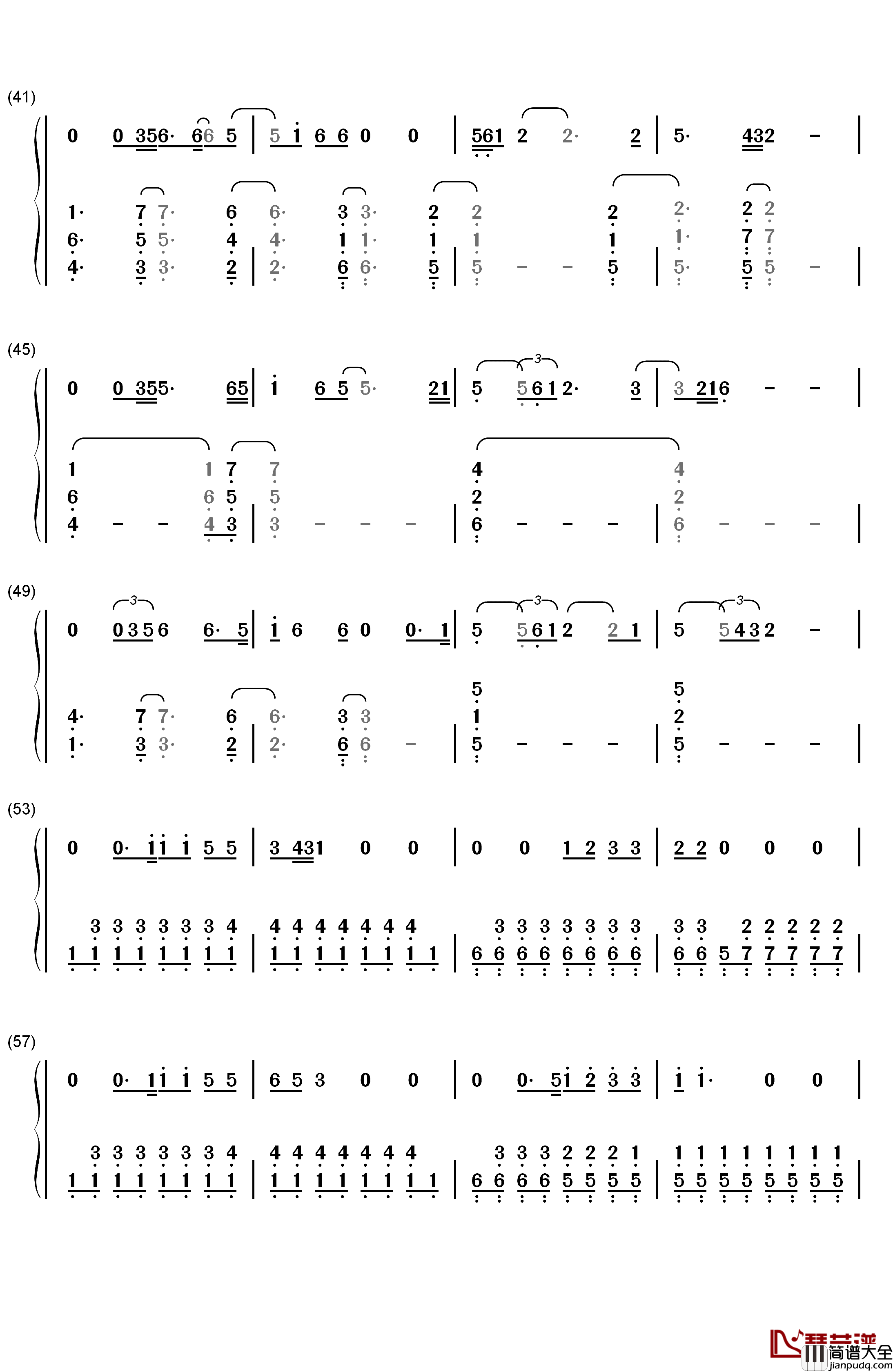 FourFiveSeconds钢琴简谱_数字双手_Rihanna