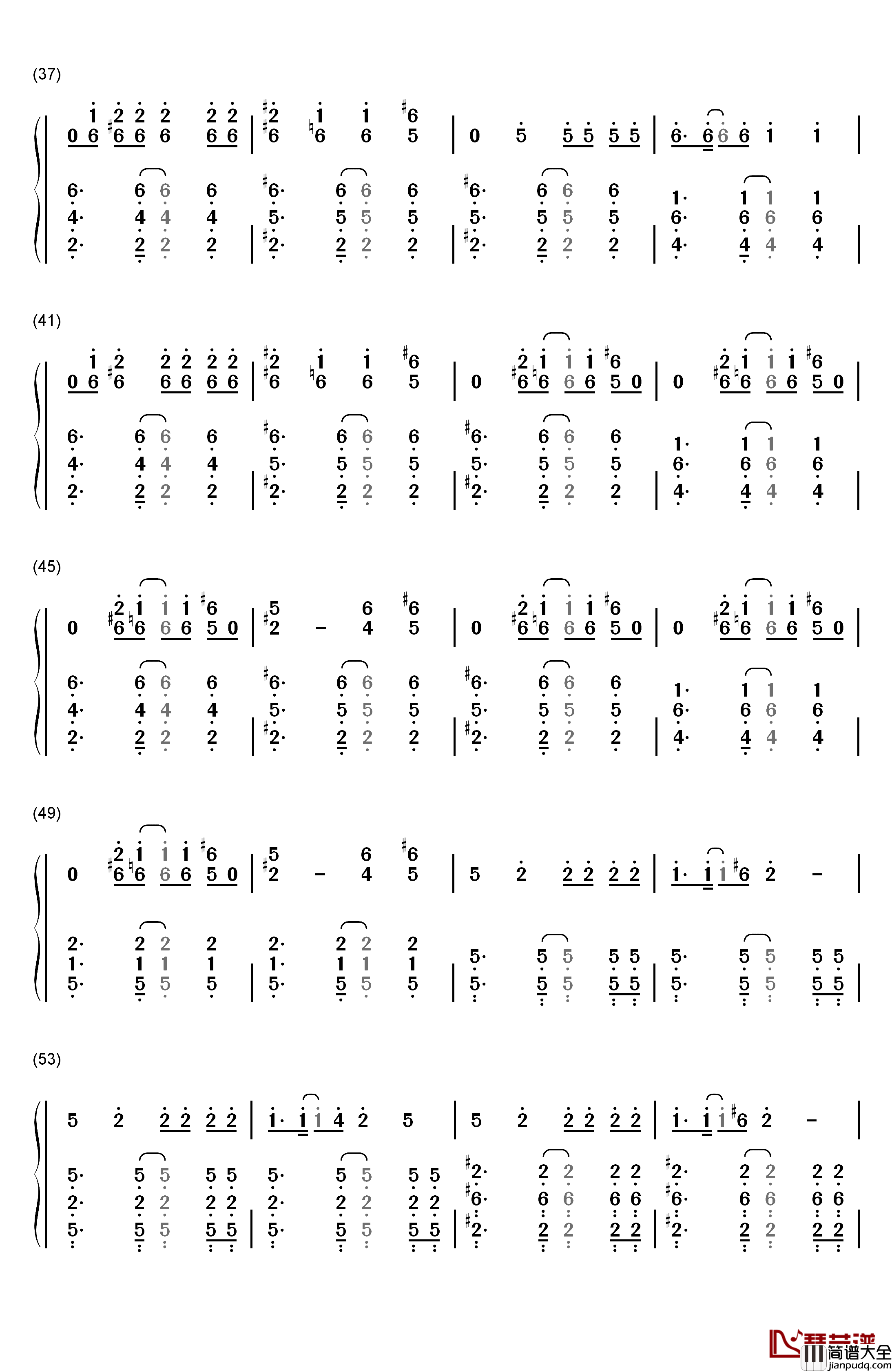 I'm_Into_You钢琴简谱_数字双手_Jennifer_Lopez