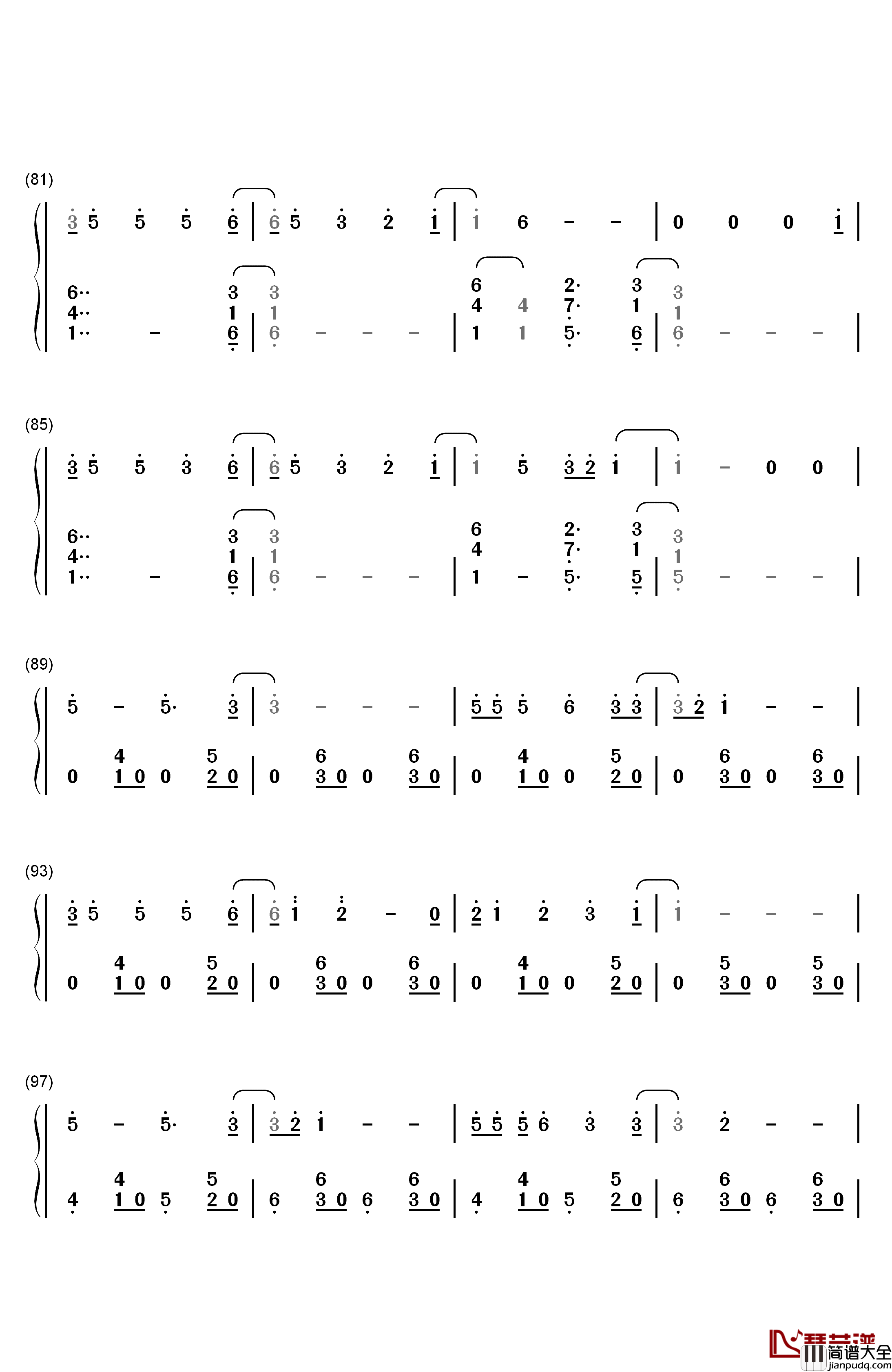 Write_On_Me钢琴简谱_数字双手_Fifth_Harmony