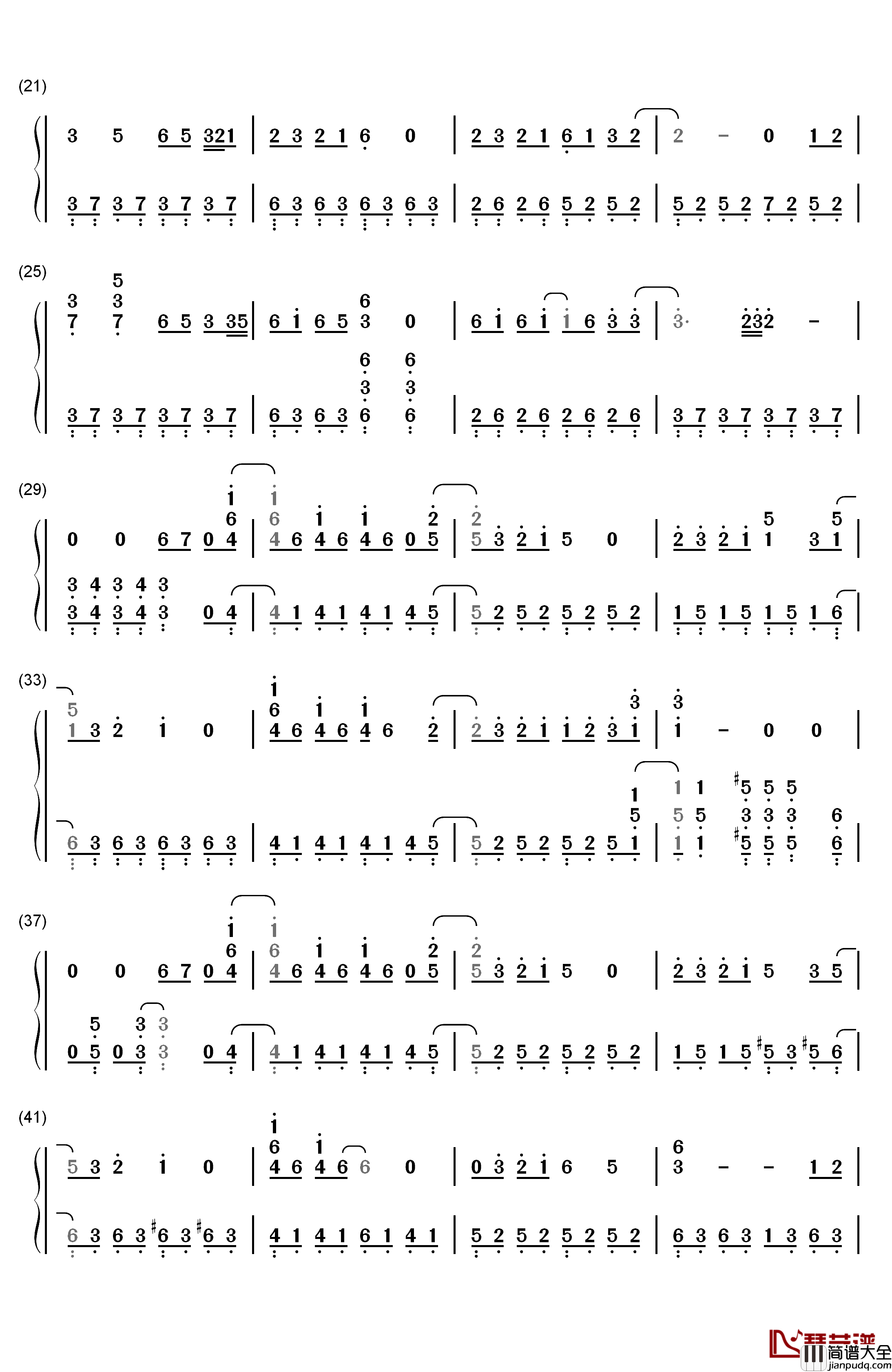 樱花烂漫钢琴简谱_数字双手_KEYTALK