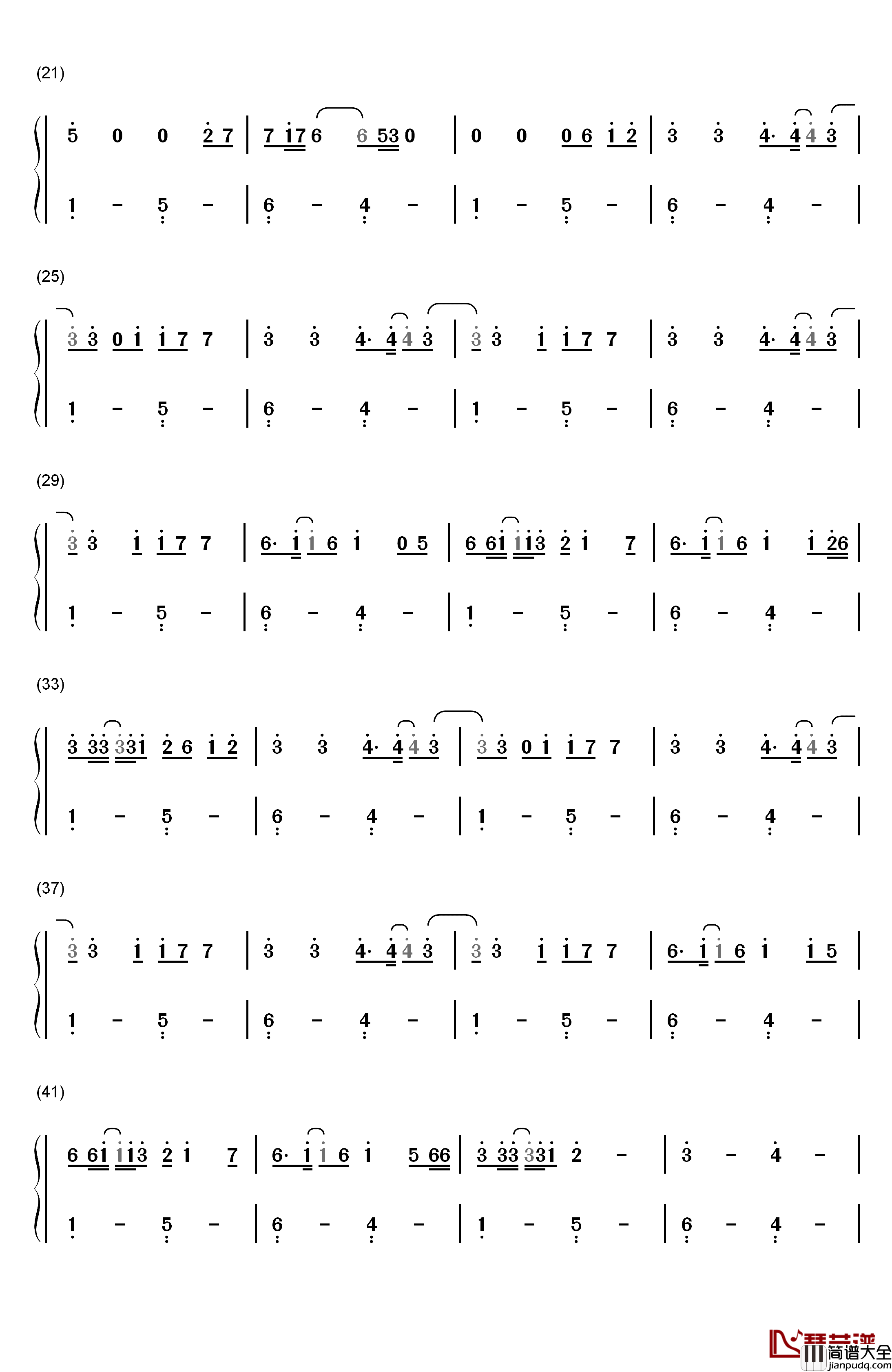 International_Love钢琴简谱_数字双手_Pitbull