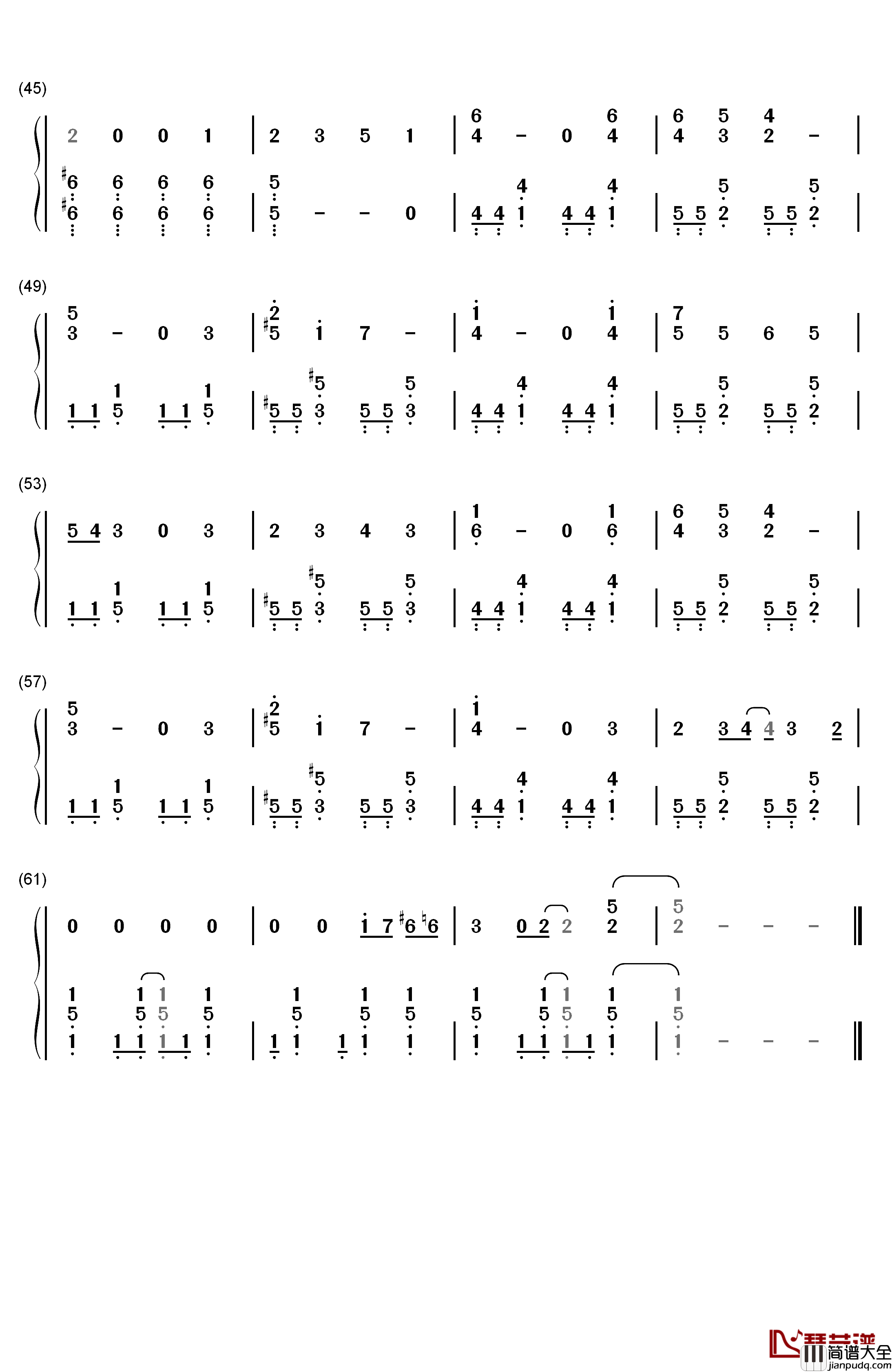 希望の呗钢琴简谱_数字双手_ウルトラタワー