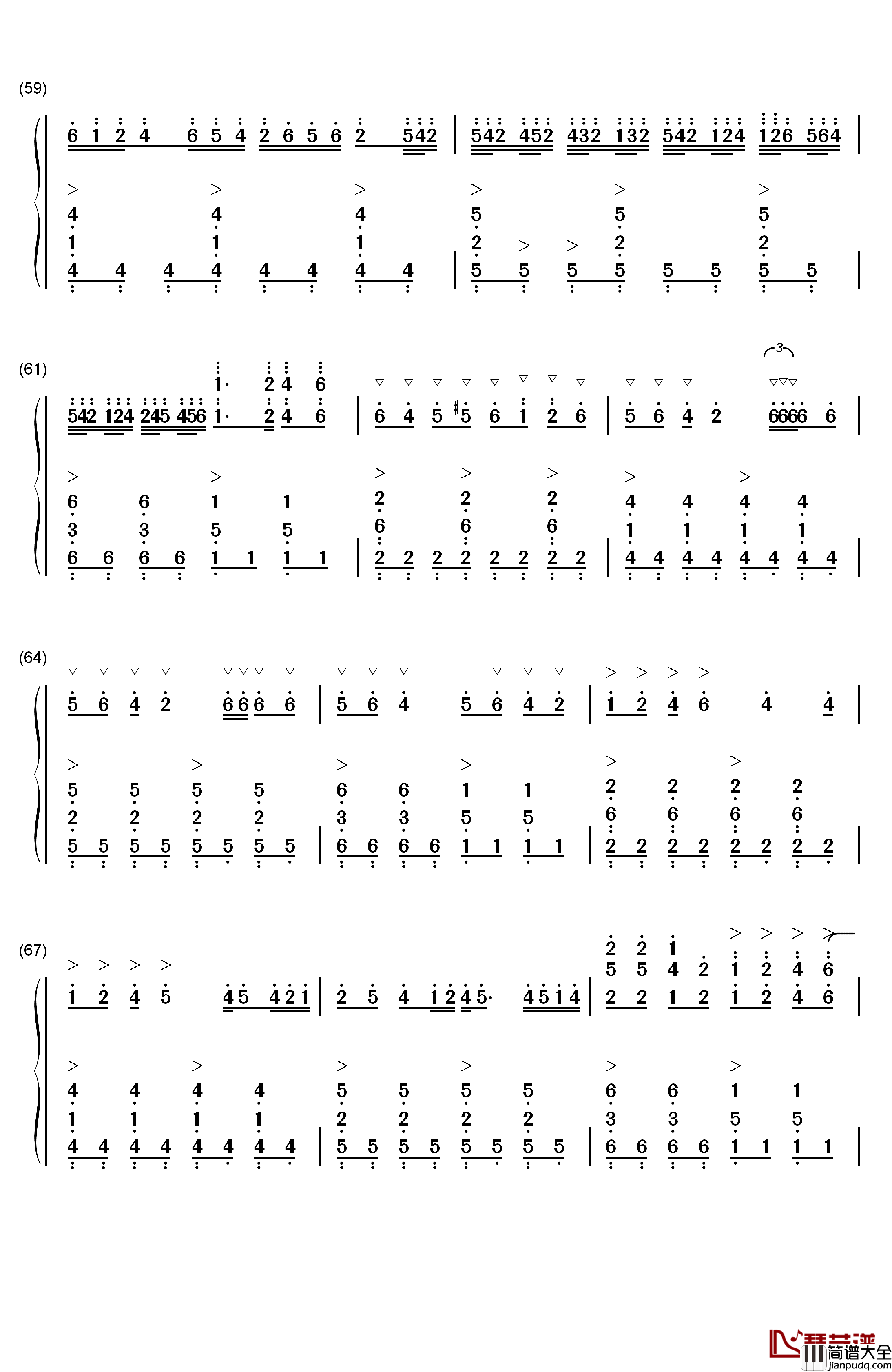 普通DISCO钢琴简谱_数字双手_洛天依_言和