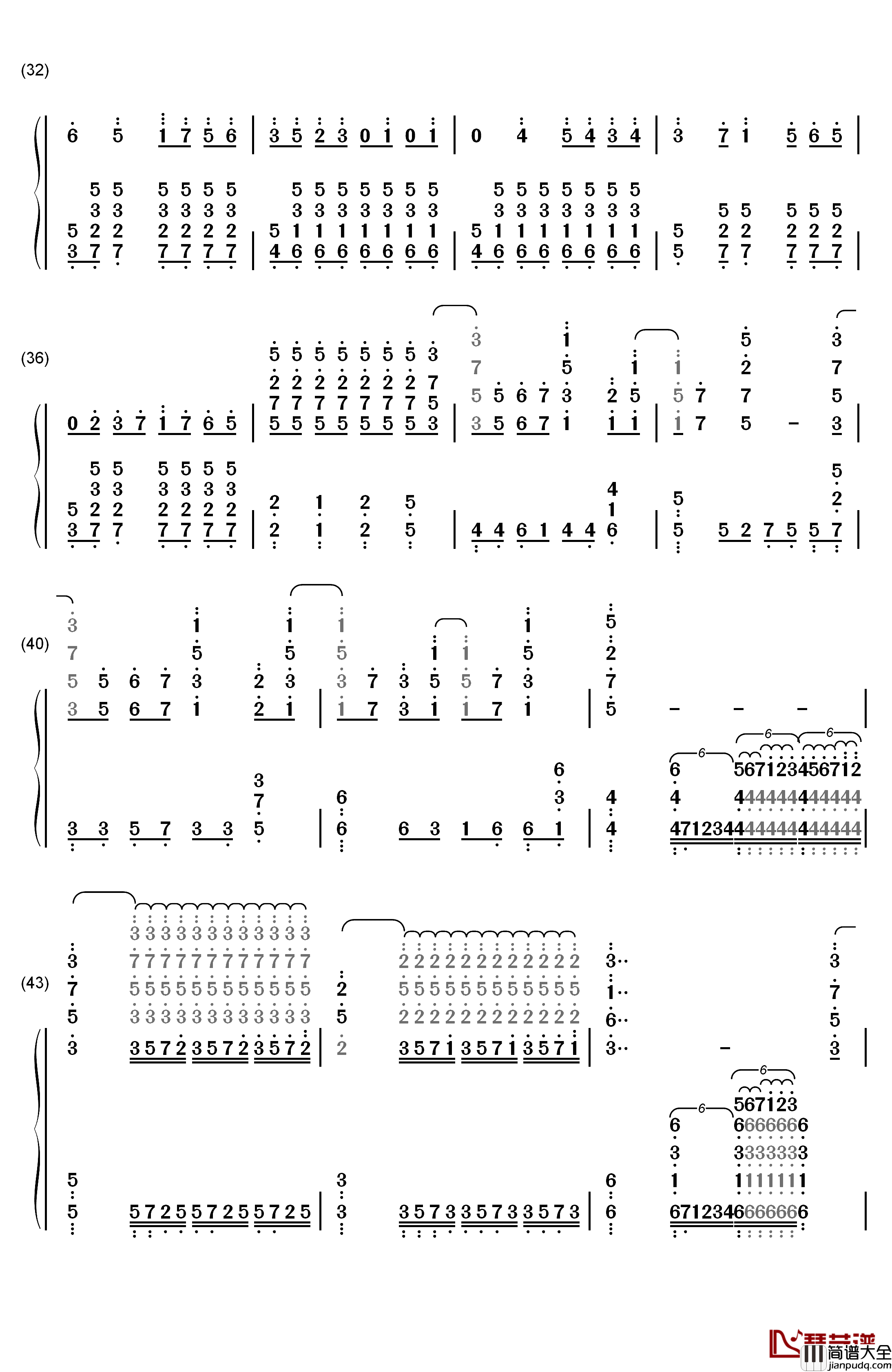 Bravely_You钢琴简谱_数字双手_Lia