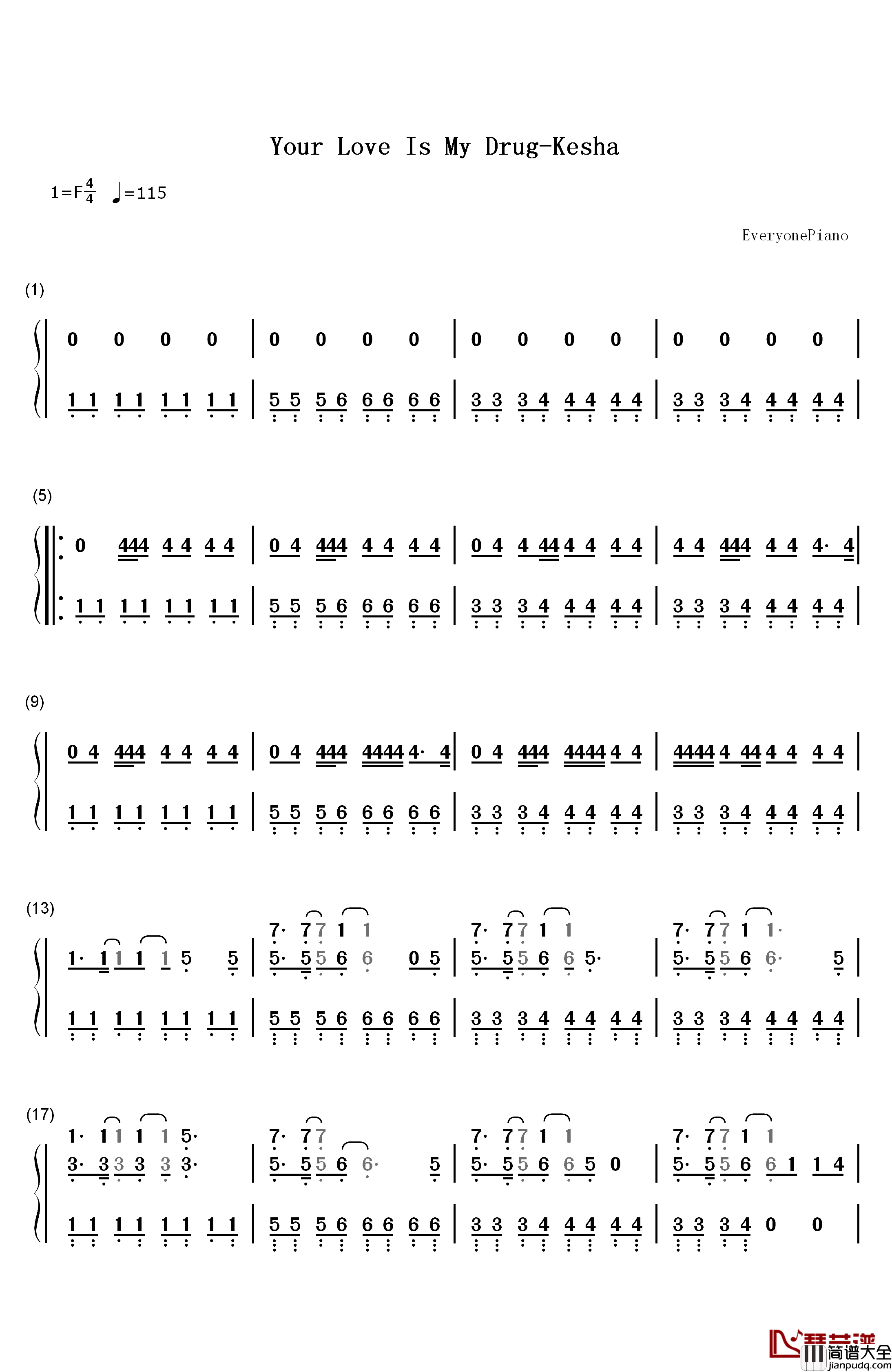 Your_Love_Is_My_Drug钢琴简谱_数字双手_Kesha