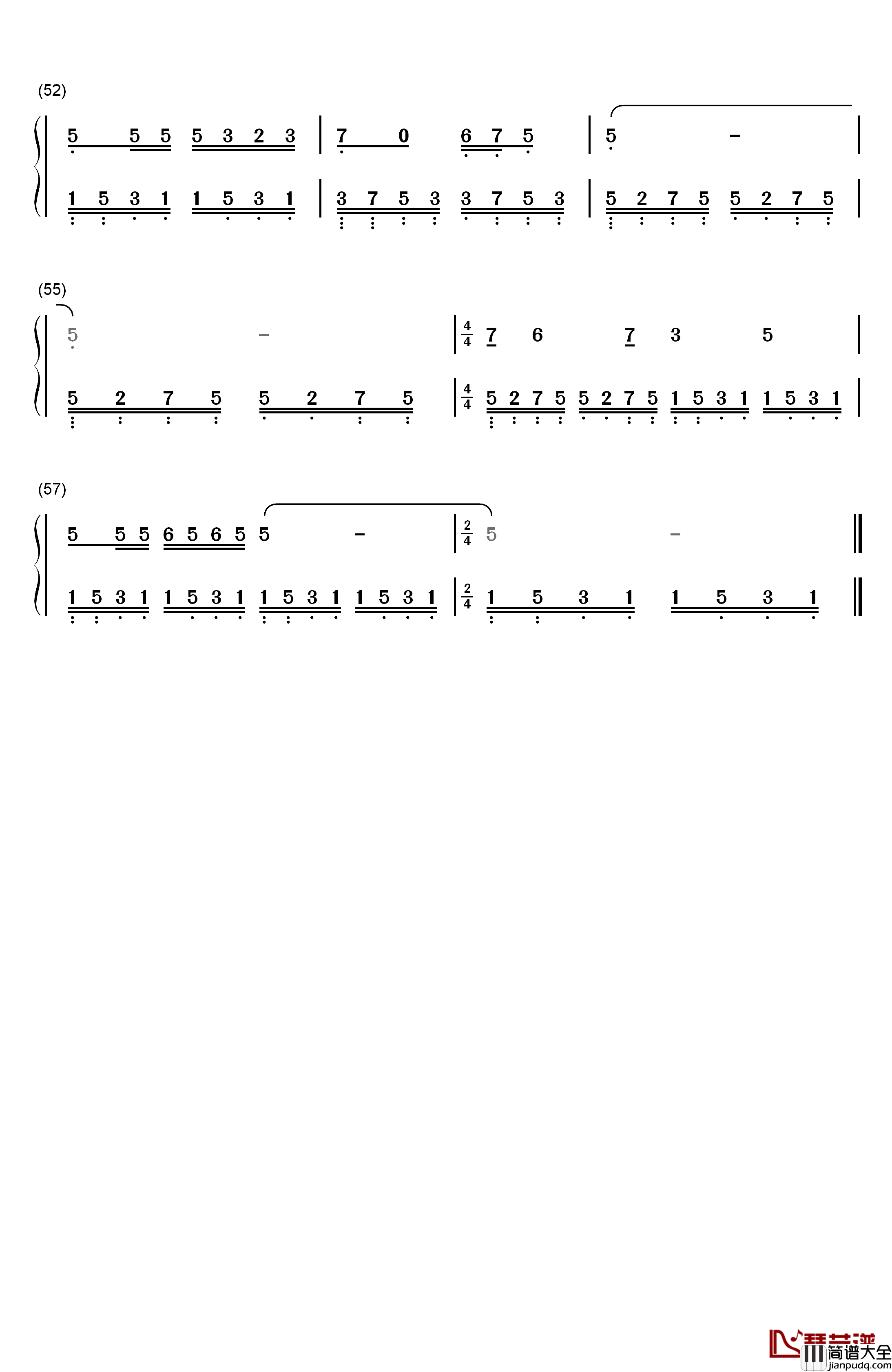 春天的故事钢琴简谱_数字双手_董文华