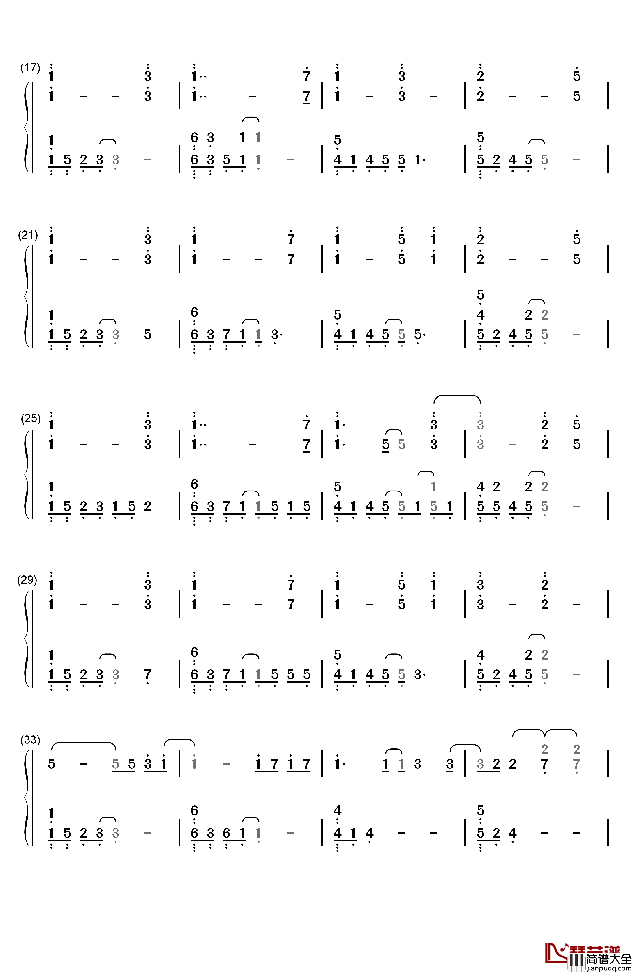 CCTV新闻频道天气预报背景音乐钢琴简谱_数字双手_未知
