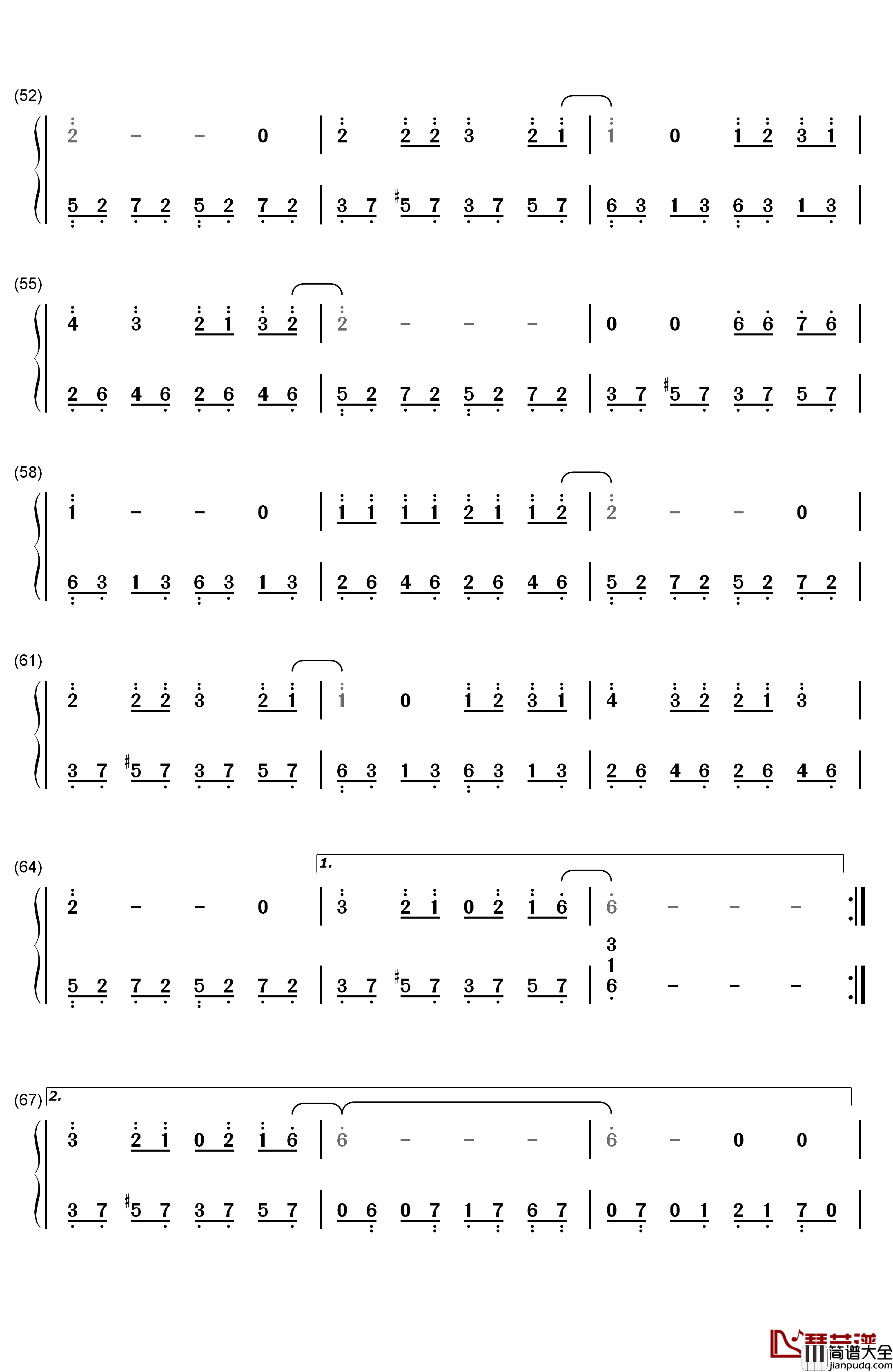 禁忌边界线钢琴简谱_数字双手_Walküre