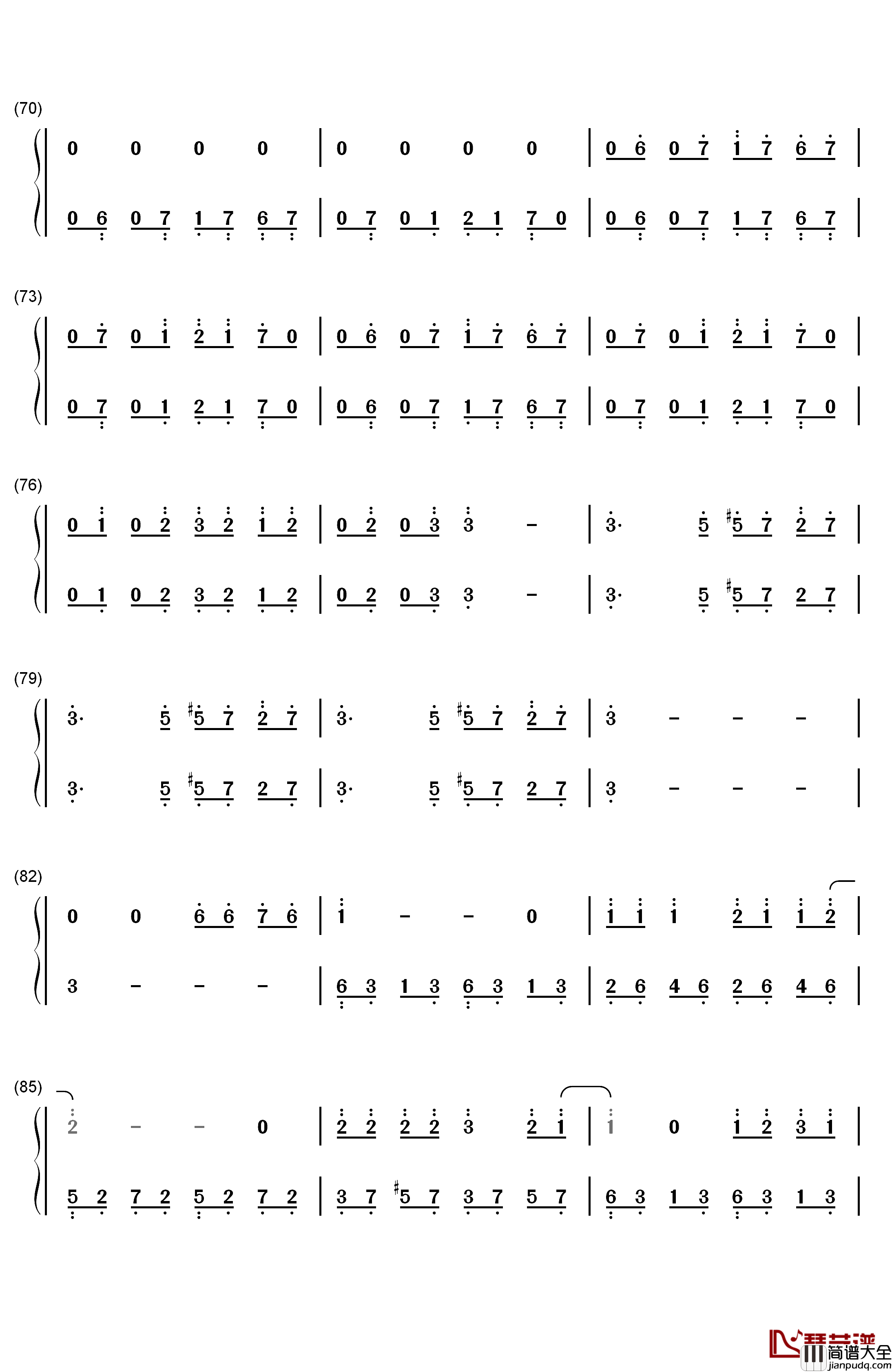 禁忌边界线钢琴简谱_数字双手_Walküre