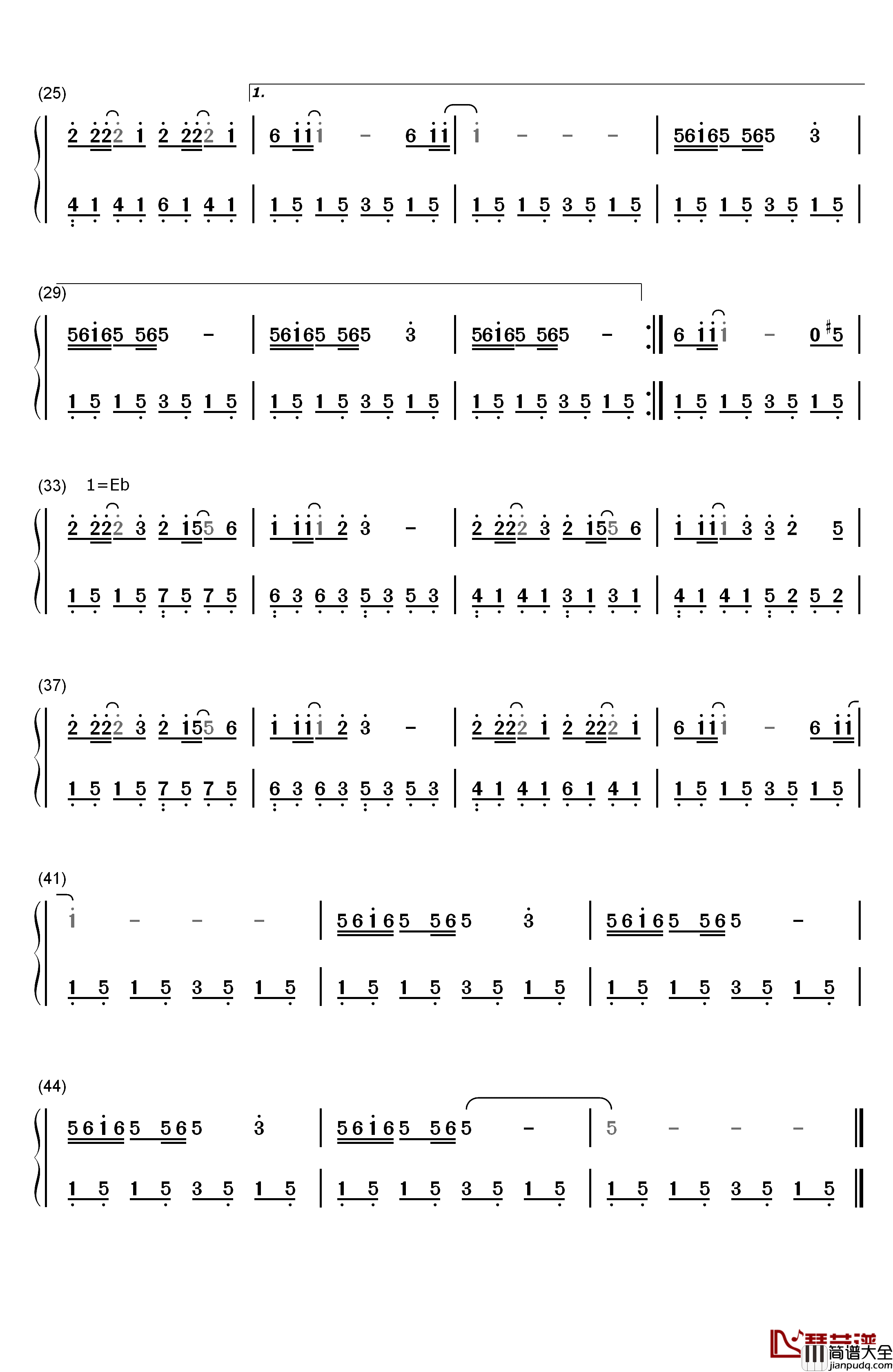 千里之外钢琴简谱_数字双手_周杰伦