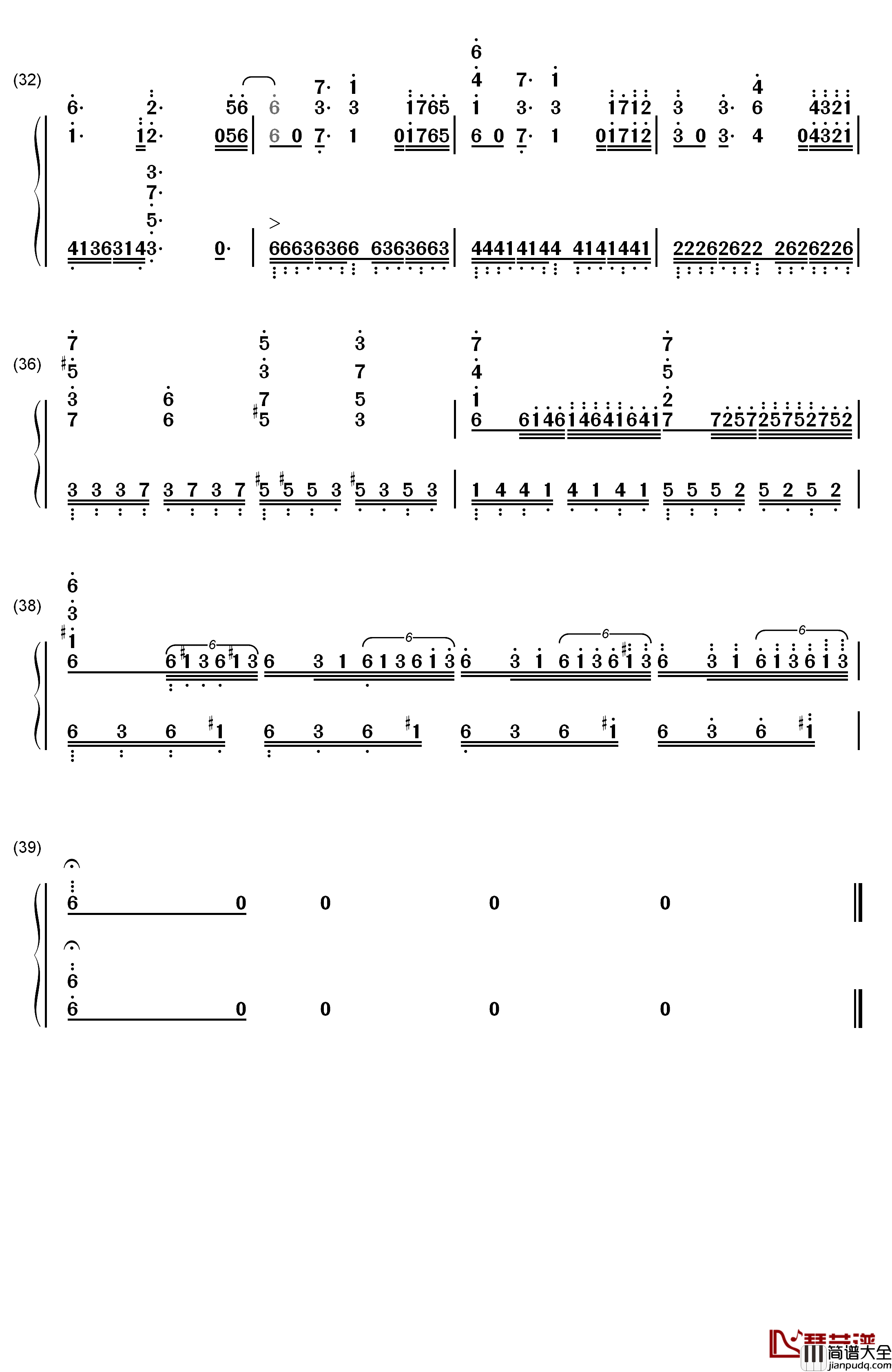 Fallen钢琴简谱_数字双手_EGOIST