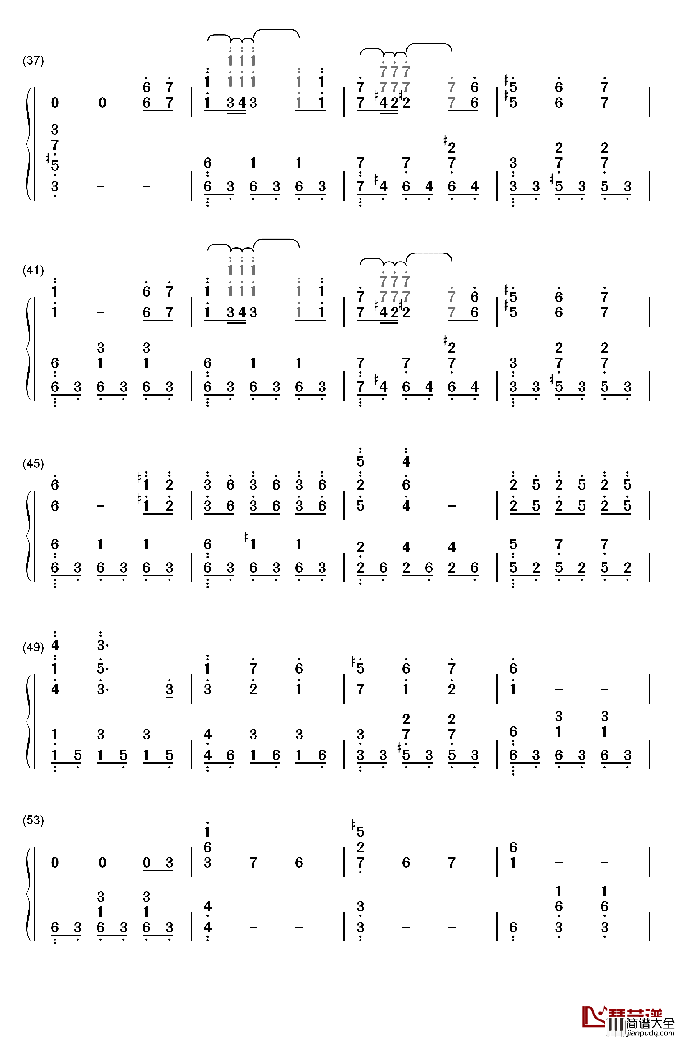 前世情人钢琴简谱_数字双手_周杰伦
