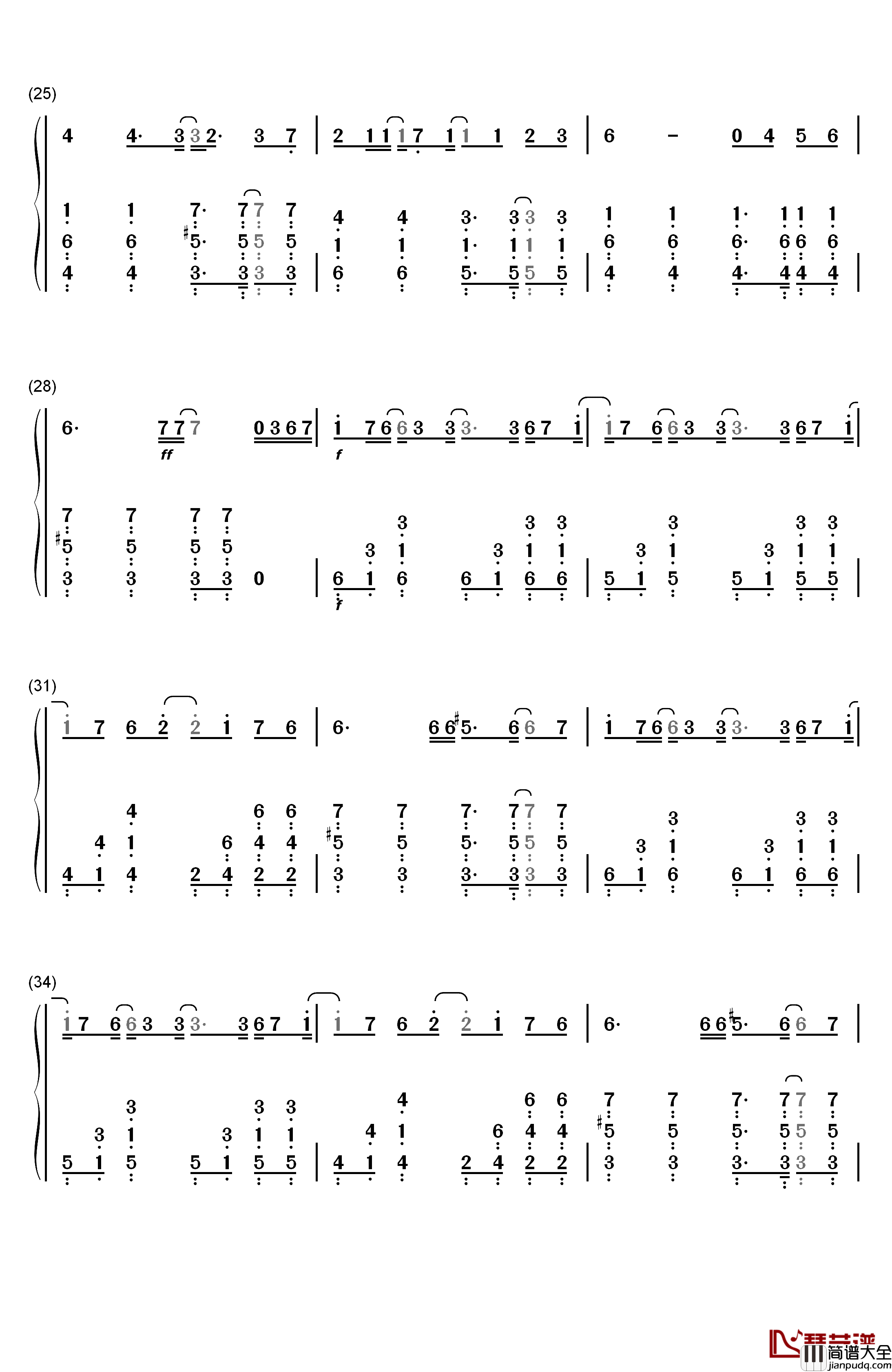 MagNet钢琴简谱_数字双手_流星P