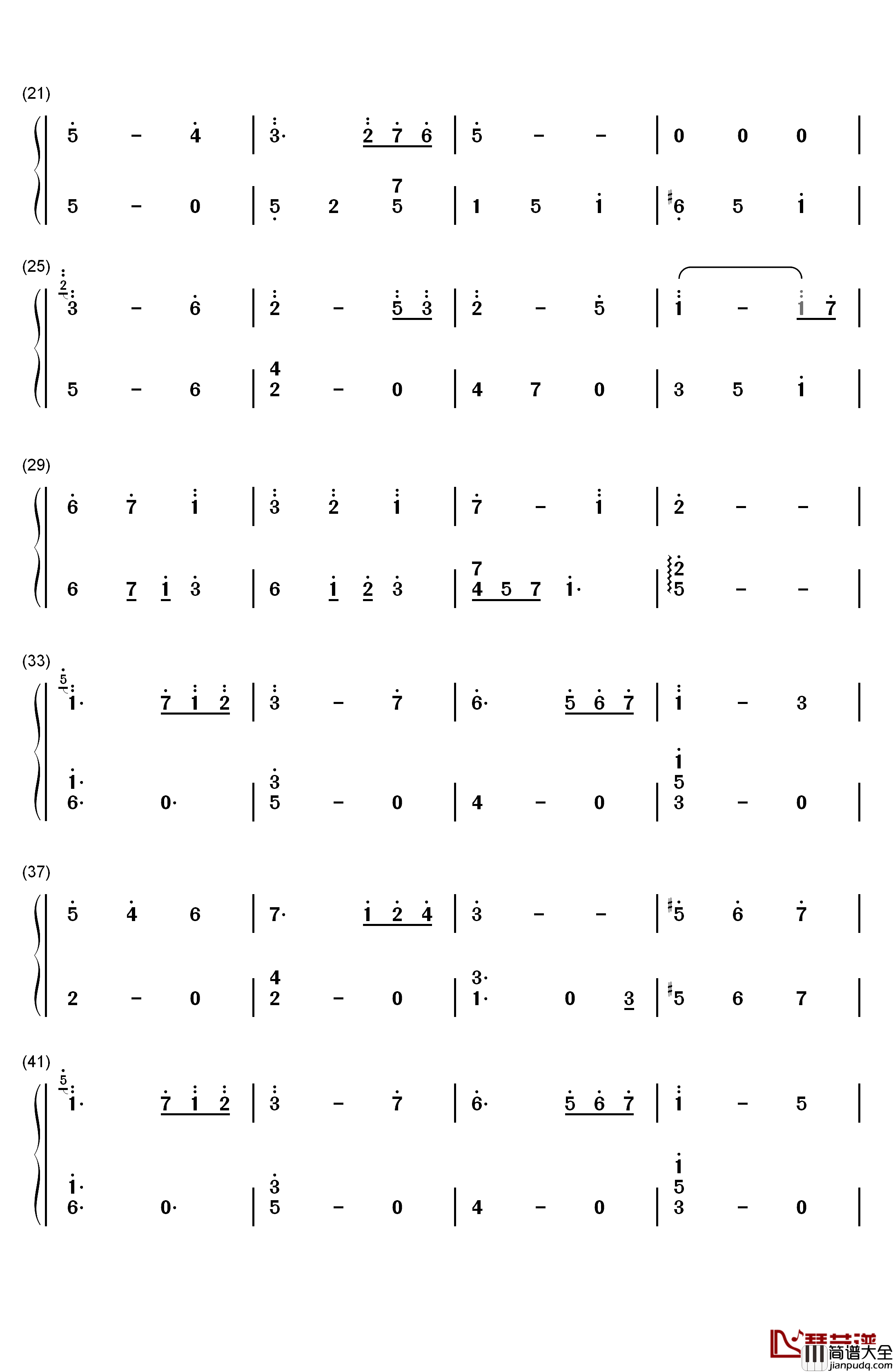 沈んだ気持ち钢琴简谱_数字双手_V.A.