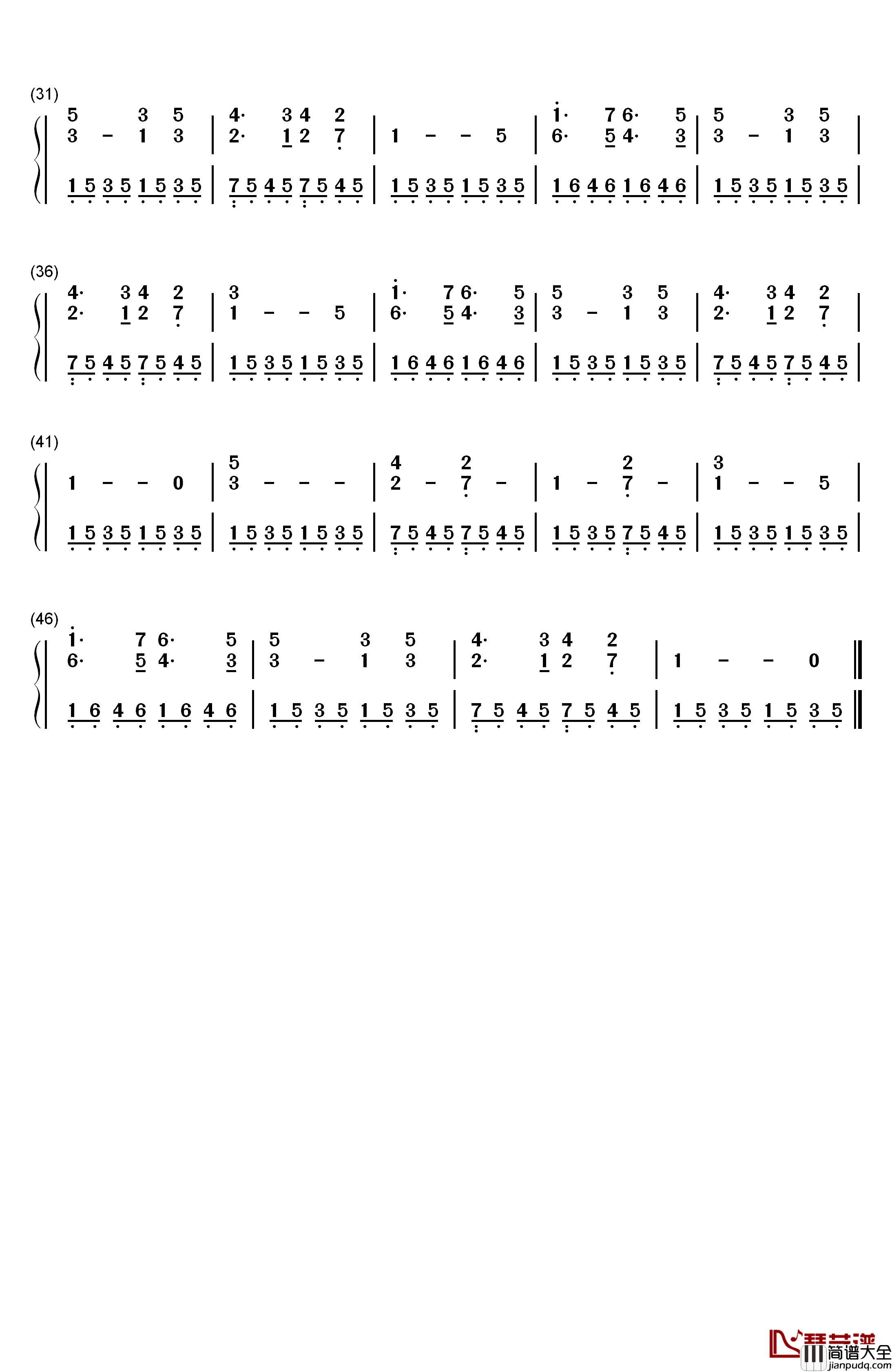 甜蜜的家庭钢琴简谱_数字双手_毕晓普
