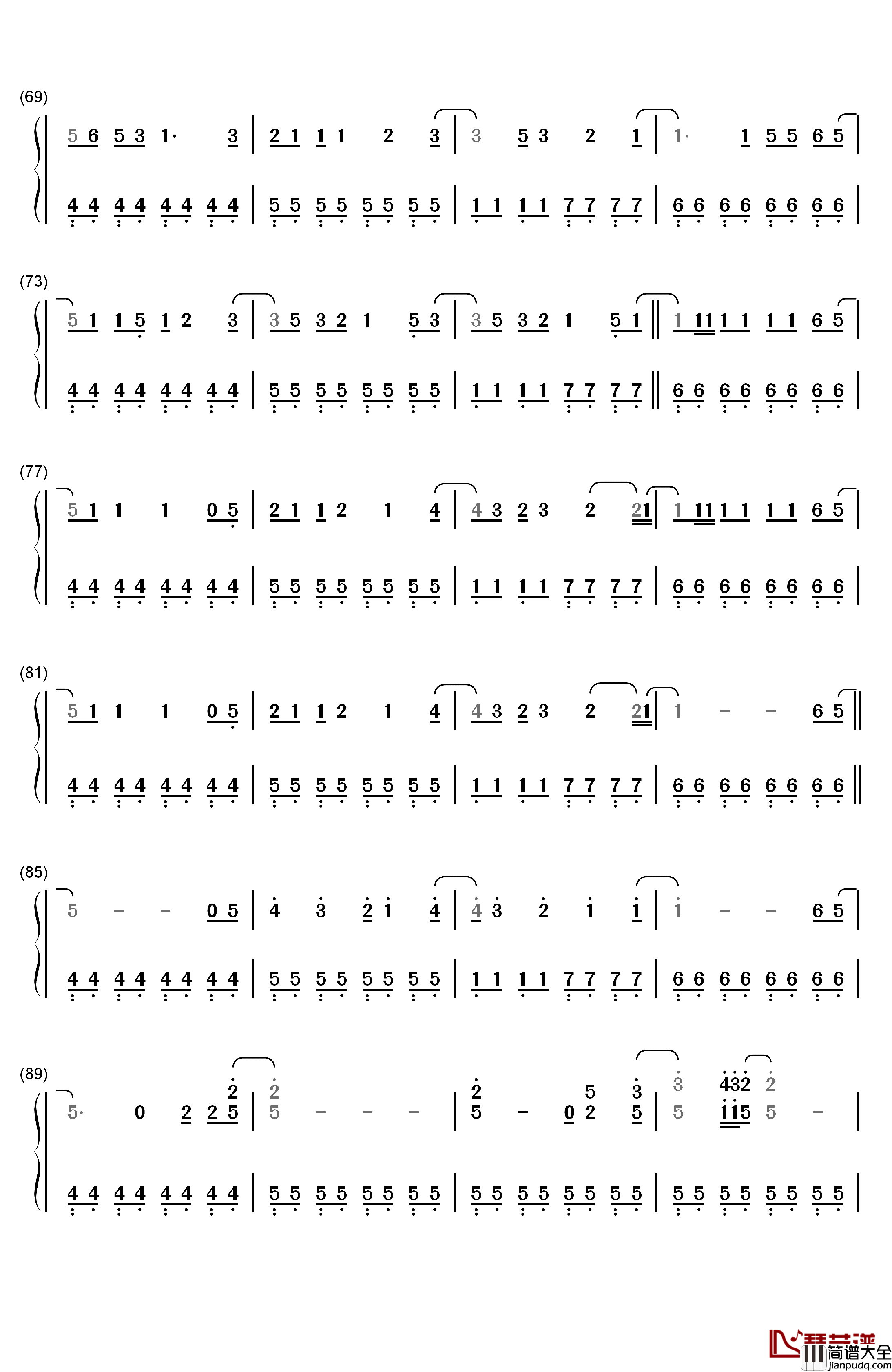 明日夜空的巡逻班钢琴简谱_数字双手_IA