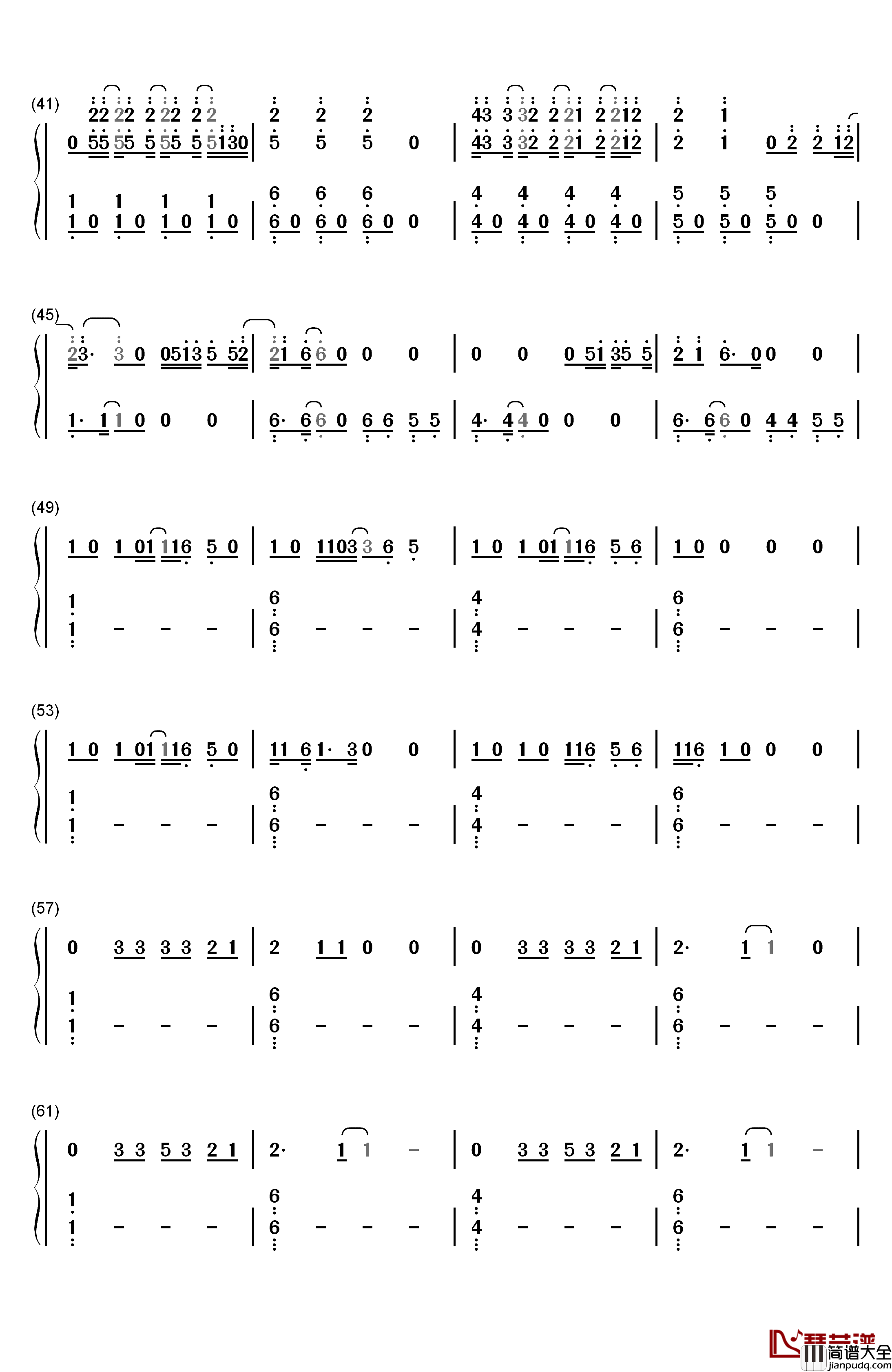 Can't_Stop_The_Feeling钢琴简谱_数字双手_The_Piano_Guys