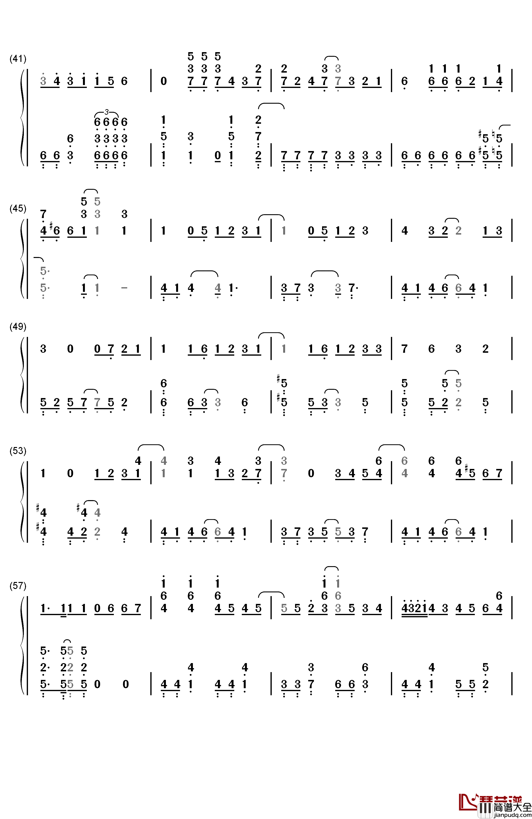 Jungle_P钢琴简谱_数字双手_5050