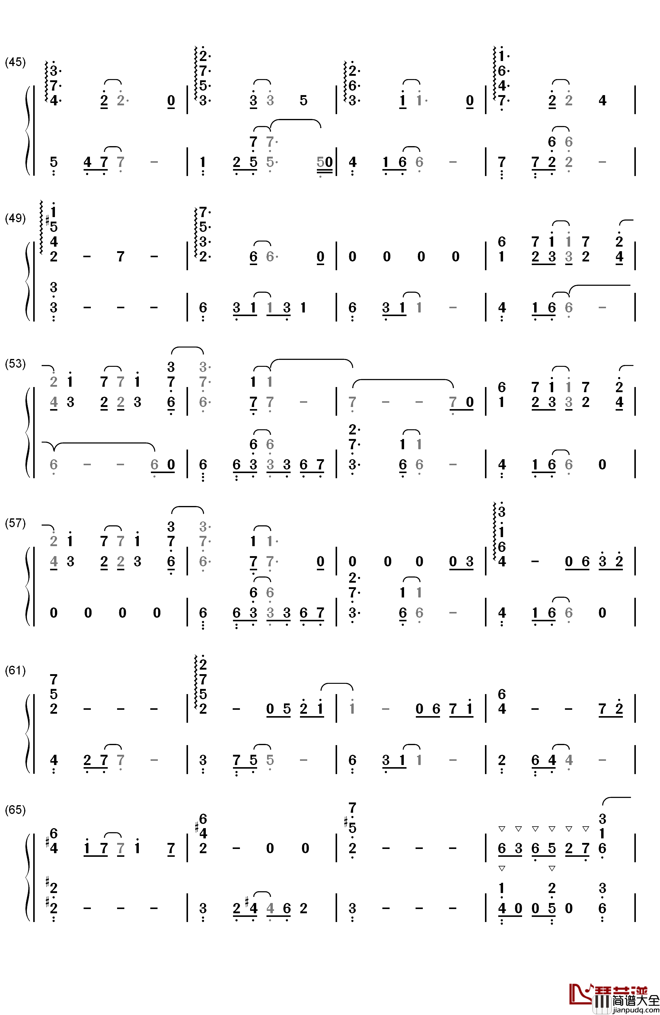 风之旅钢琴简谱_数字双手_西村由纪江