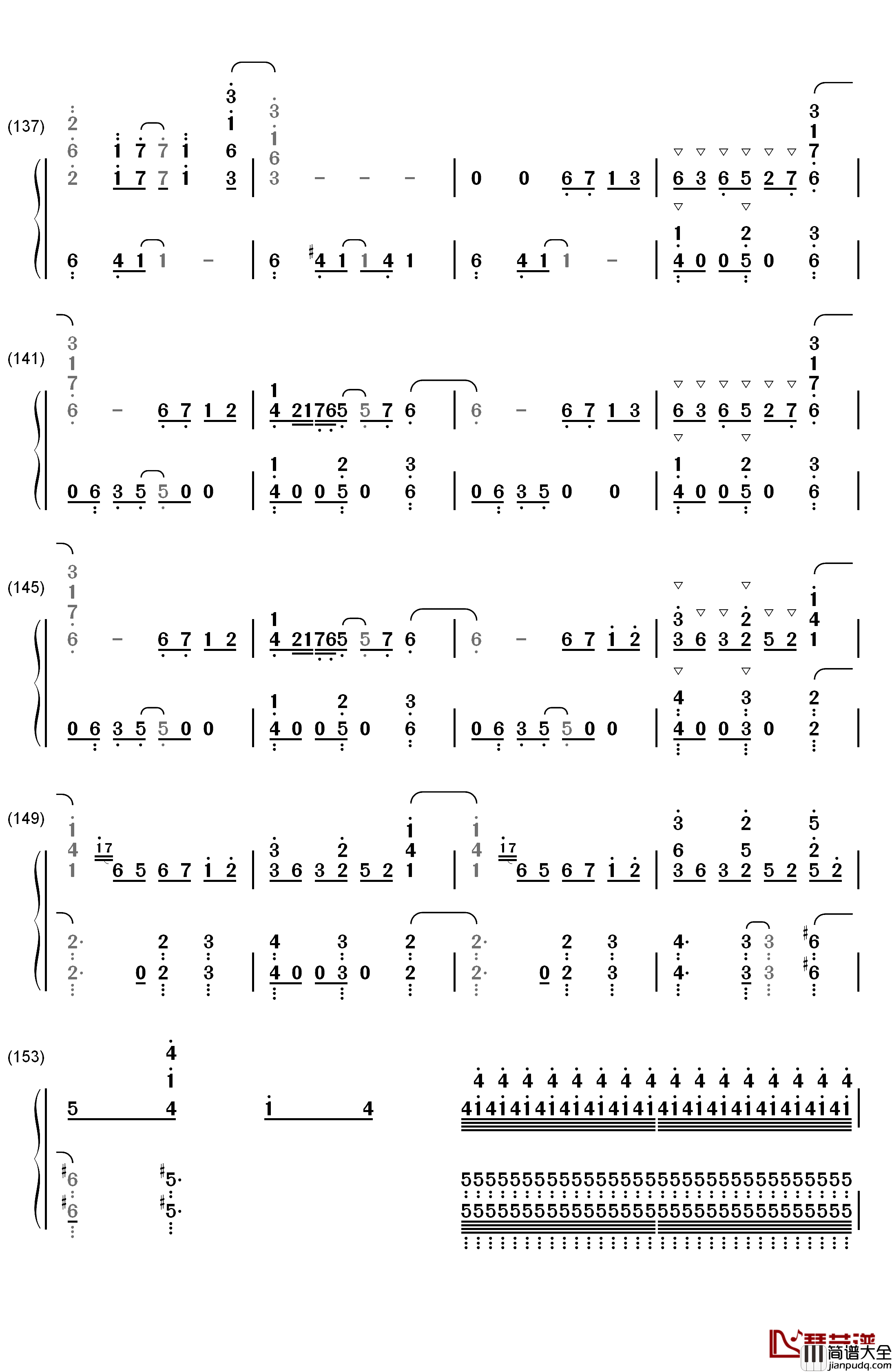 风之旅钢琴简谱_数字双手_西村由纪江