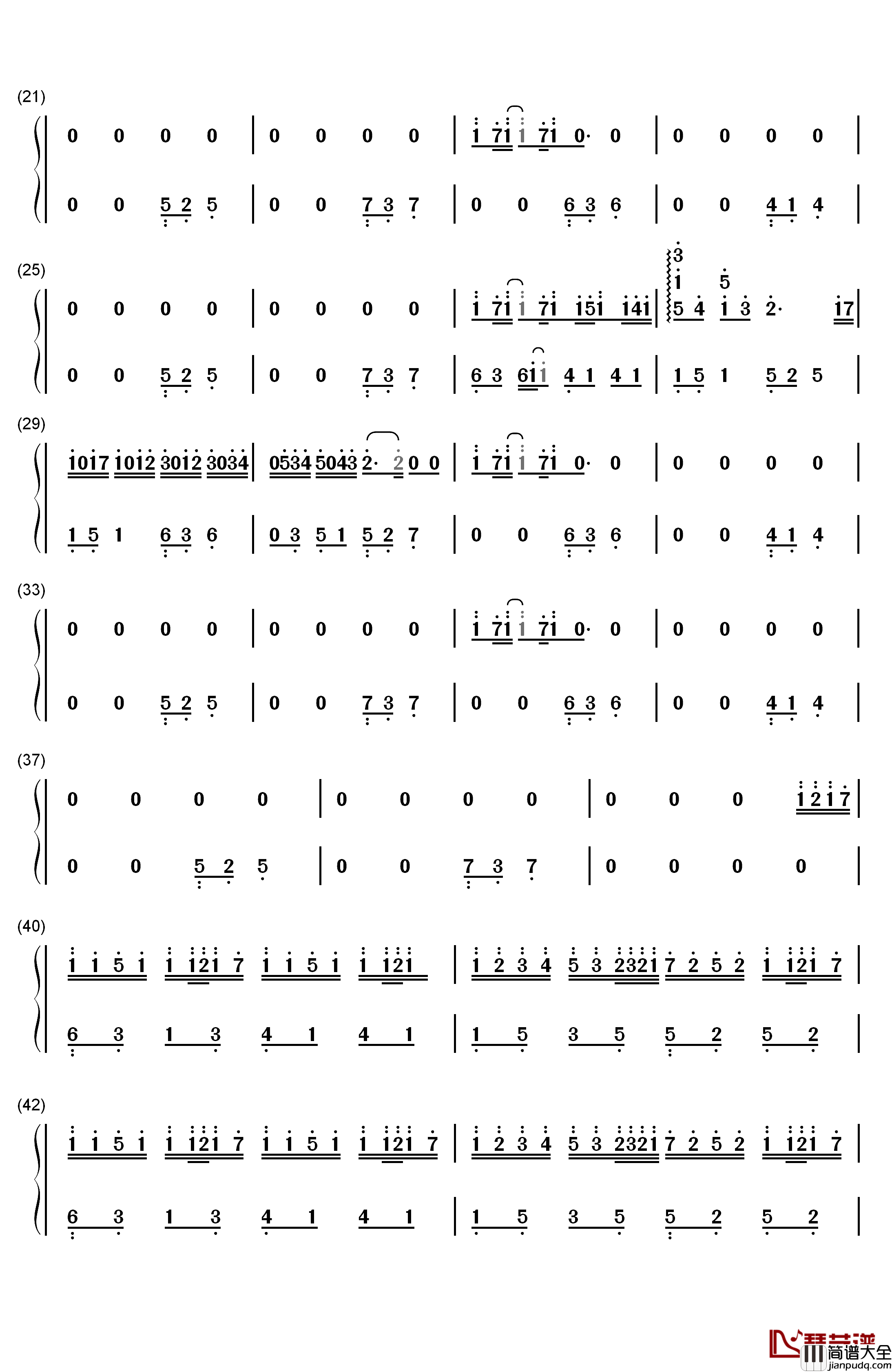 Für_Immer钢琴简谱_数字双手_Eisblume