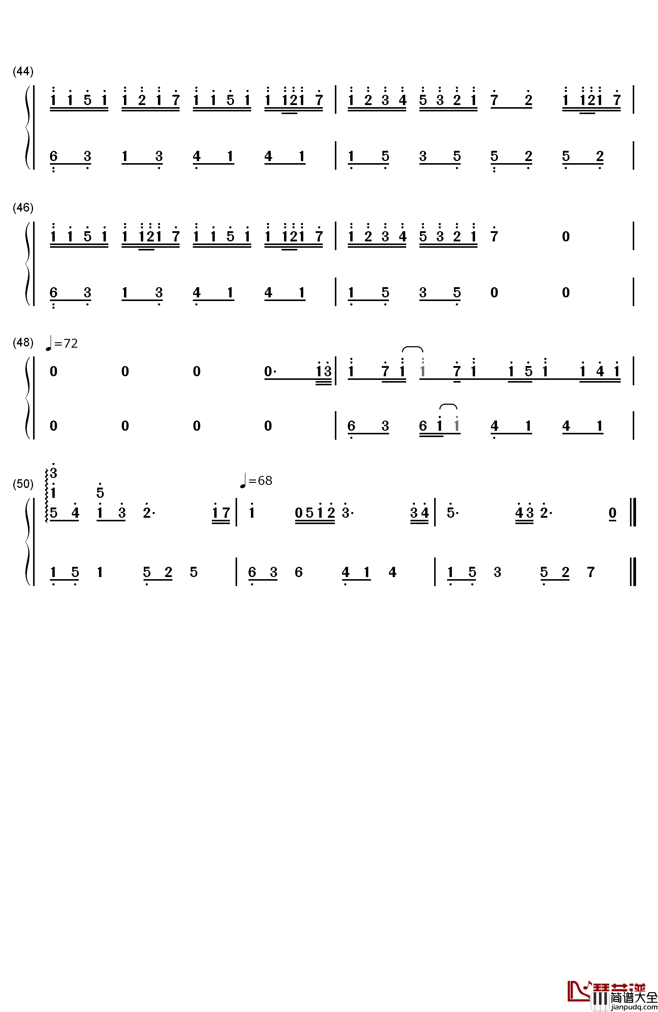 Für_Immer钢琴简谱_数字双手_Eisblume