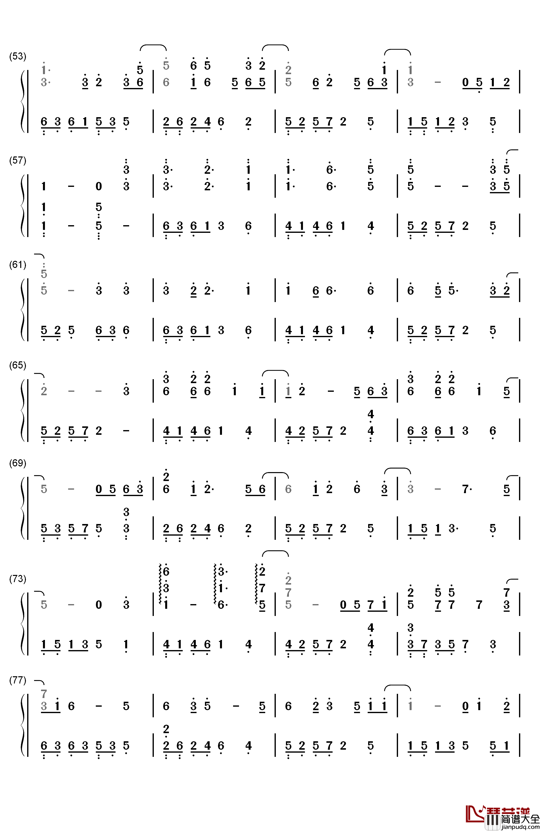 复刻回忆钢琴简谱_数字双手_薛凯琪