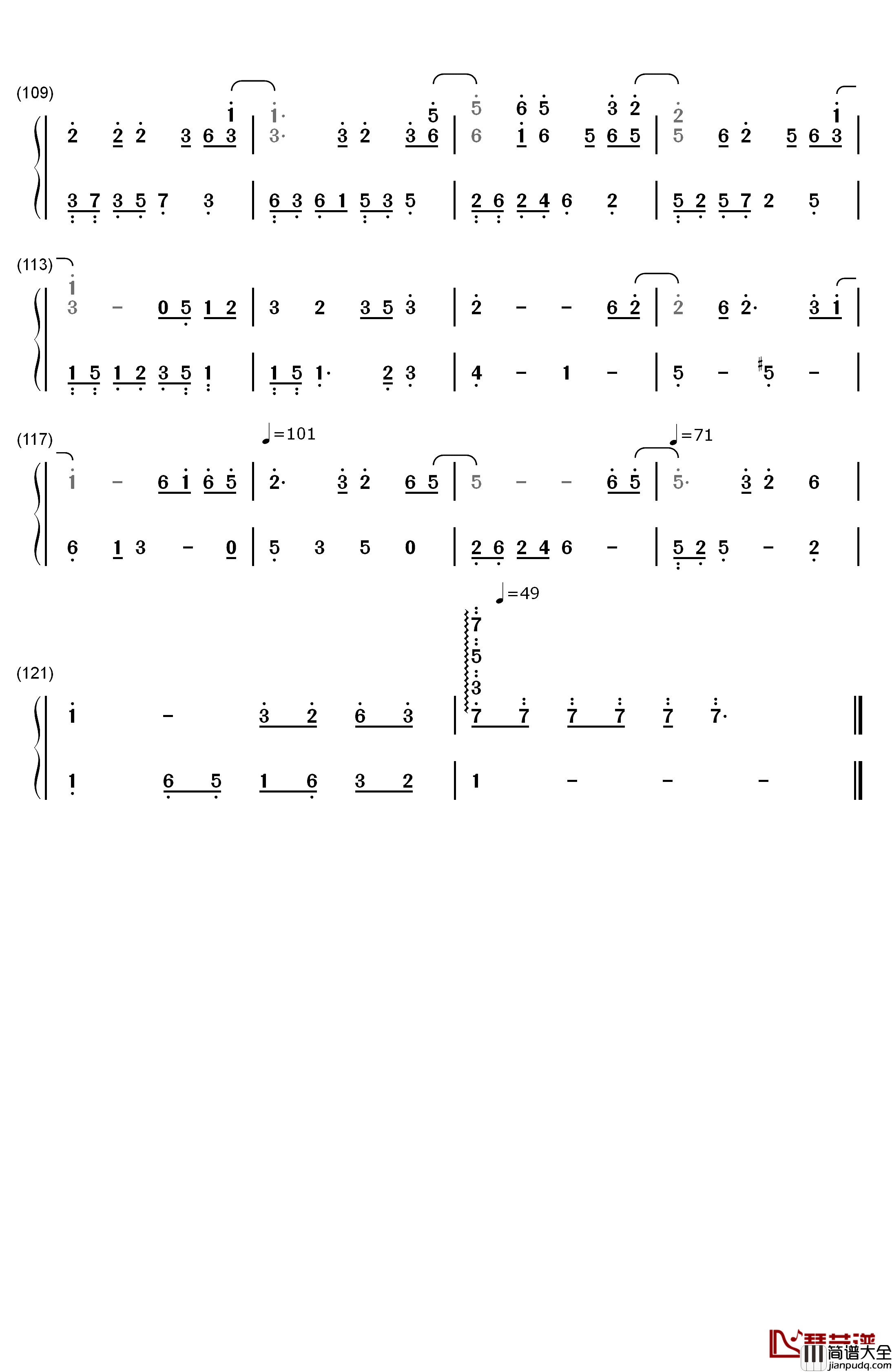 复刻回忆钢琴简谱_数字双手_薛凯琪