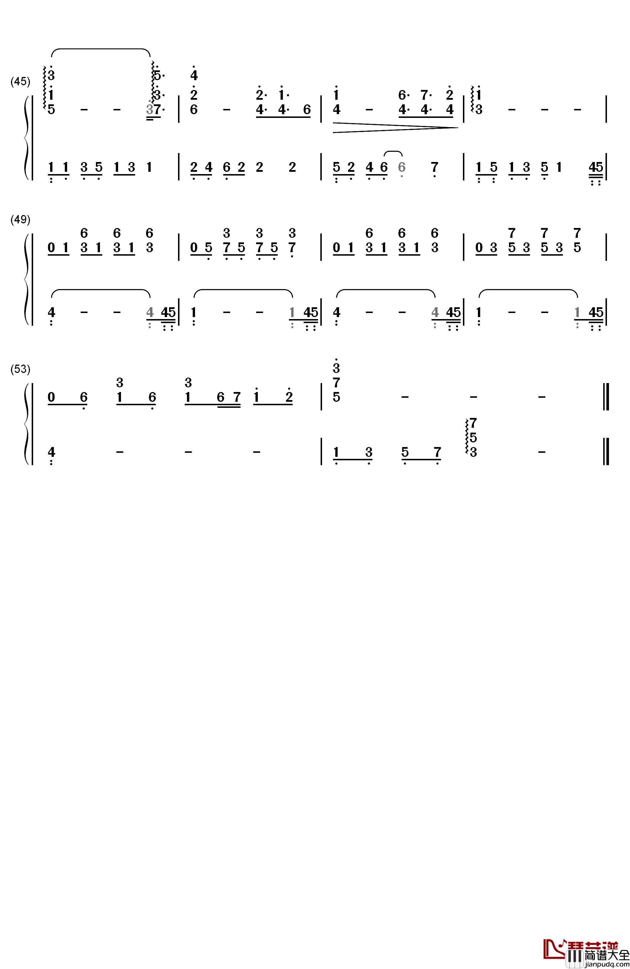 下雨的星期日钢琴简谱_数字双手_白日梦