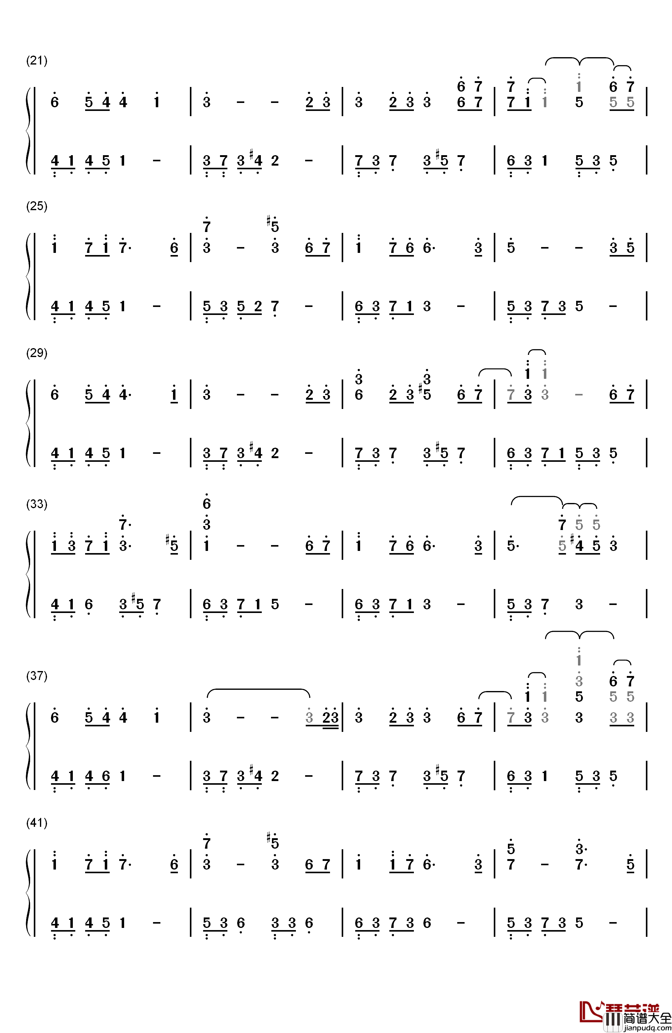 从夏天开始到夏天结束钢琴简谱_数字双手_孙子涵