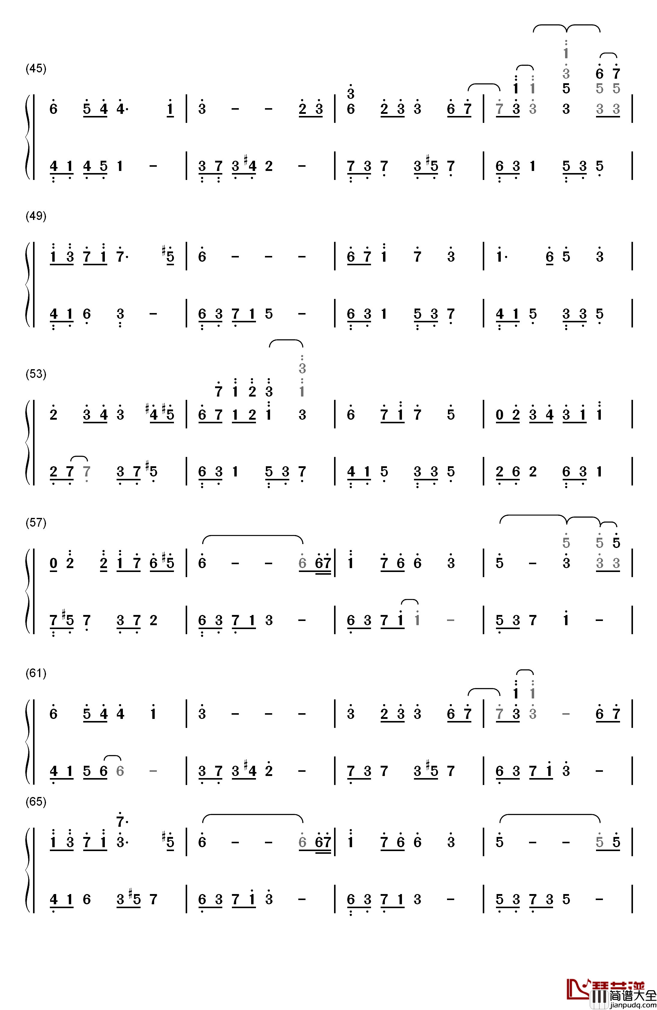 从夏天开始到夏天结束钢琴简谱_数字双手_孙子涵