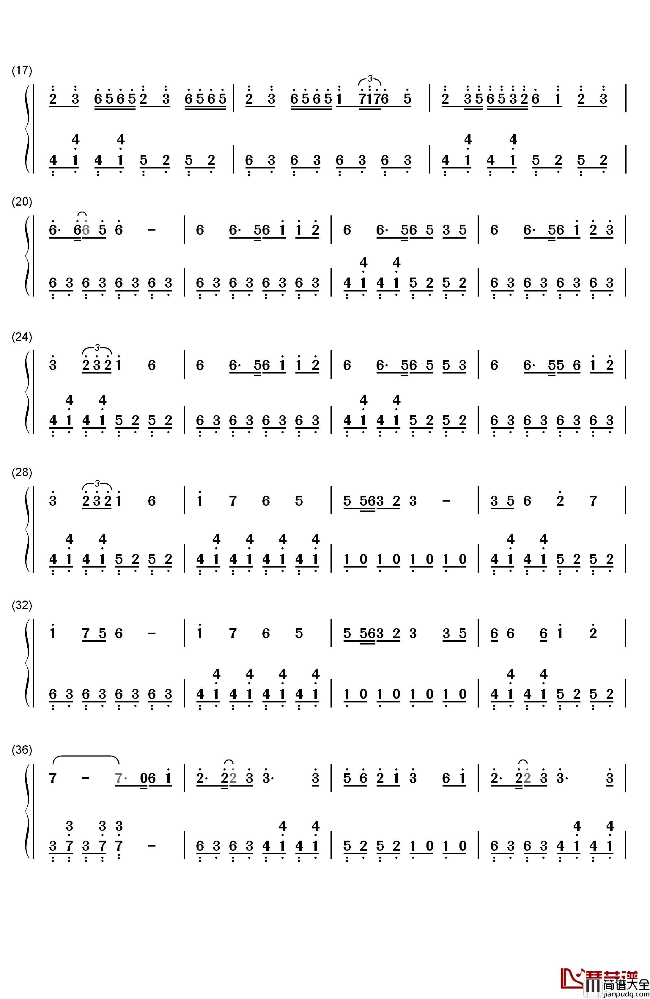 千本樱简单版钢琴简谱_数字双手_初音未来