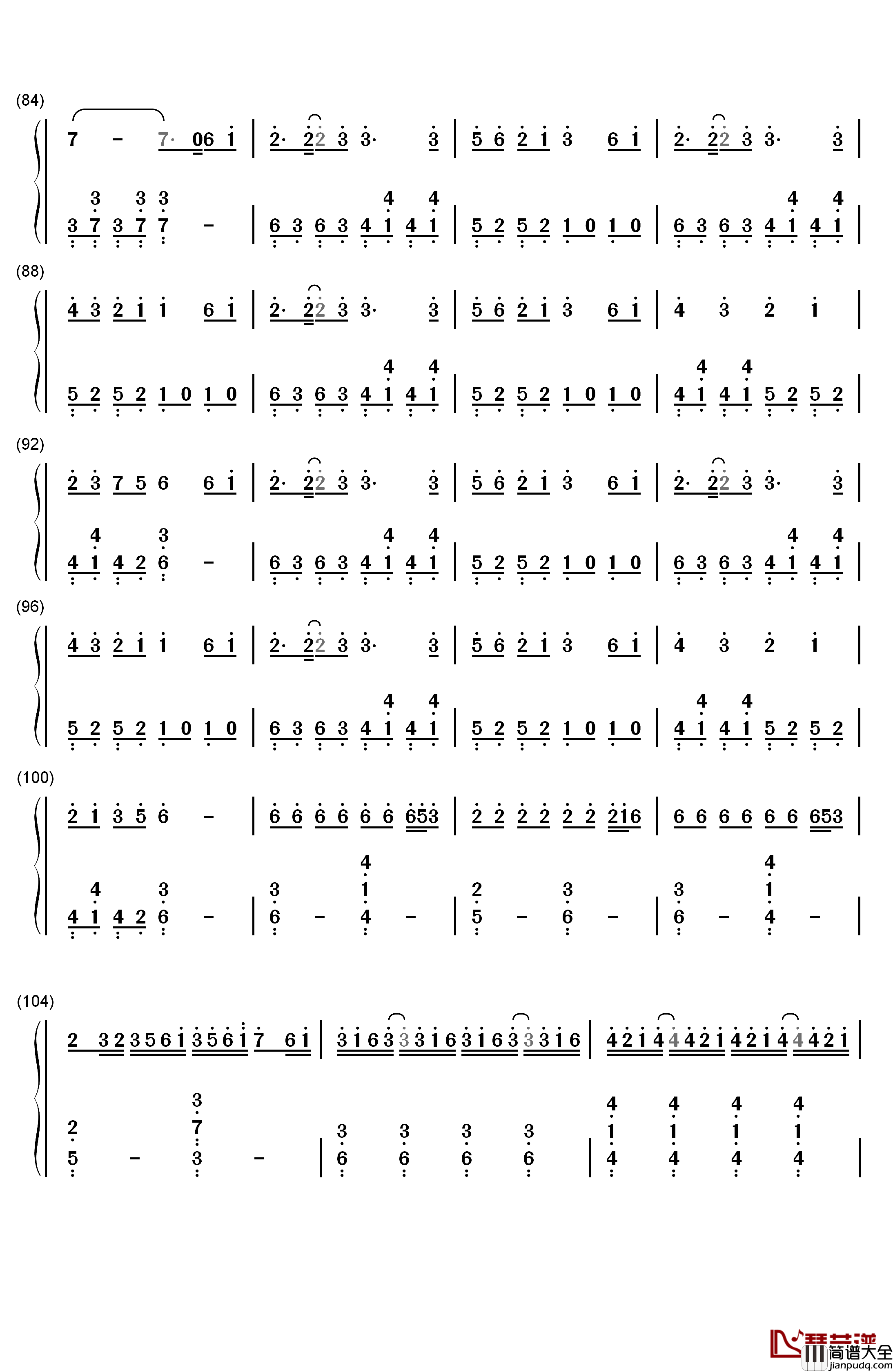 千本樱简单版钢琴简谱_数字双手_初音未来