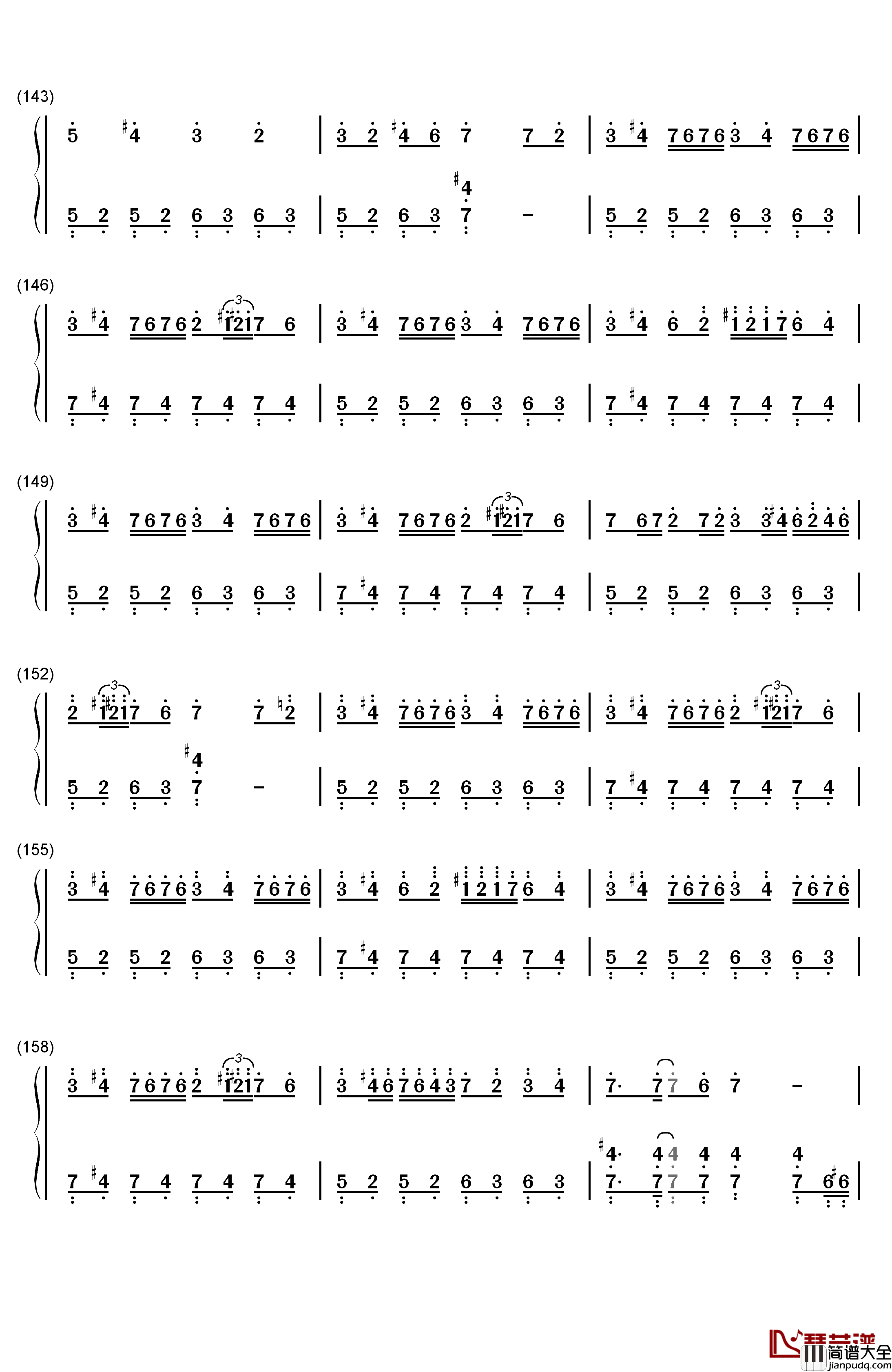 千本樱简单版钢琴简谱_数字双手_初音未来