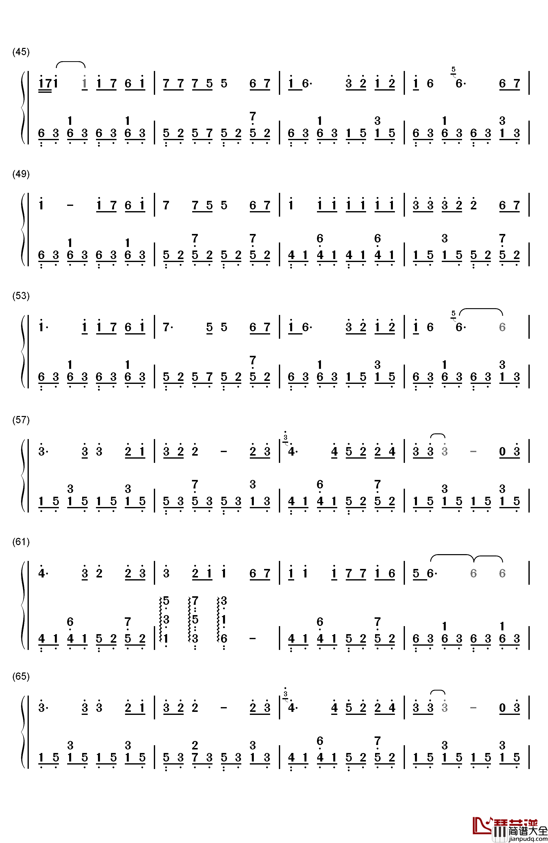 十一年钢琴简谱_数字双手_邱永传
