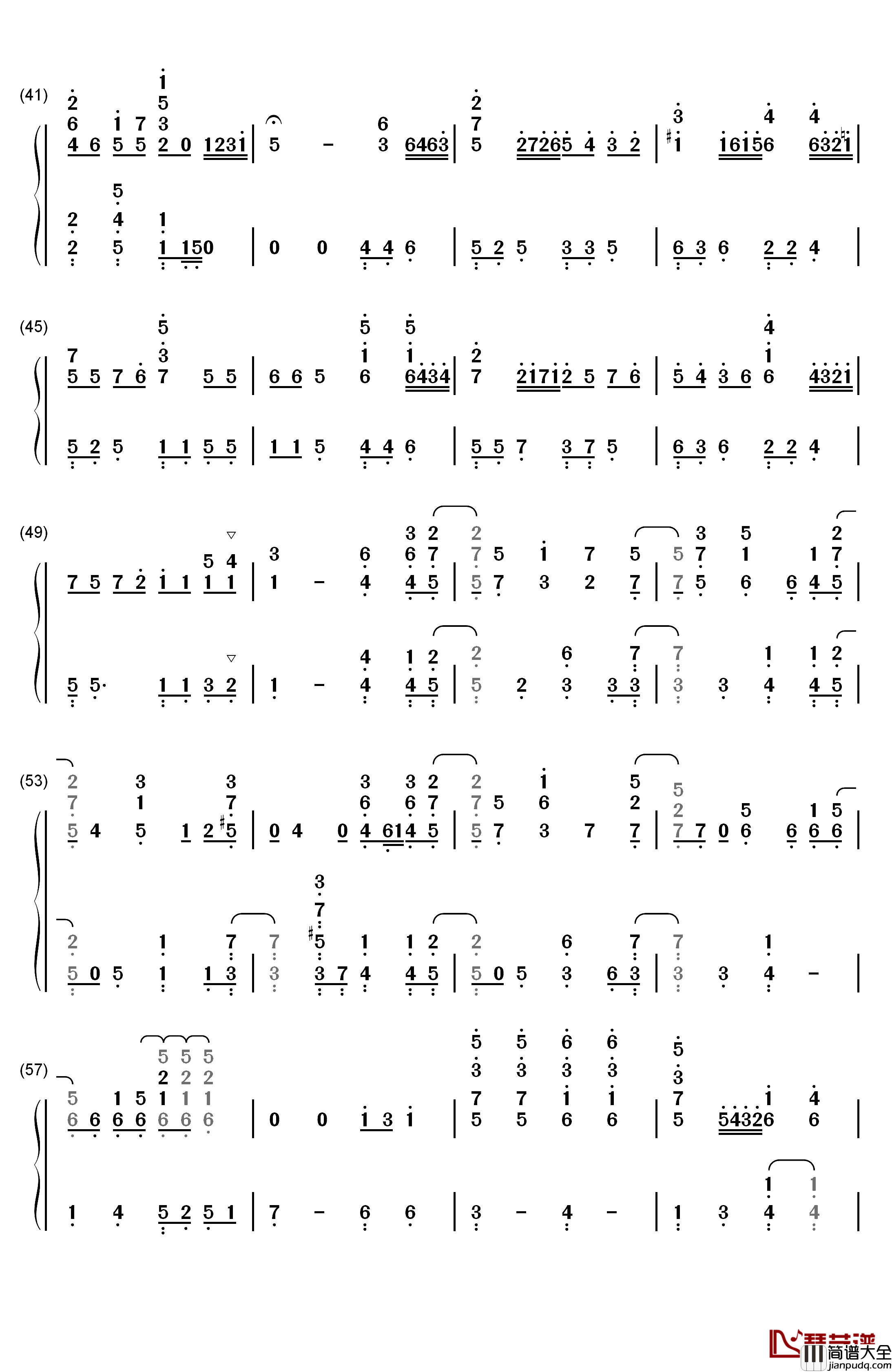 小星星幻想曲钢琴简谱_数字双手_V.K克