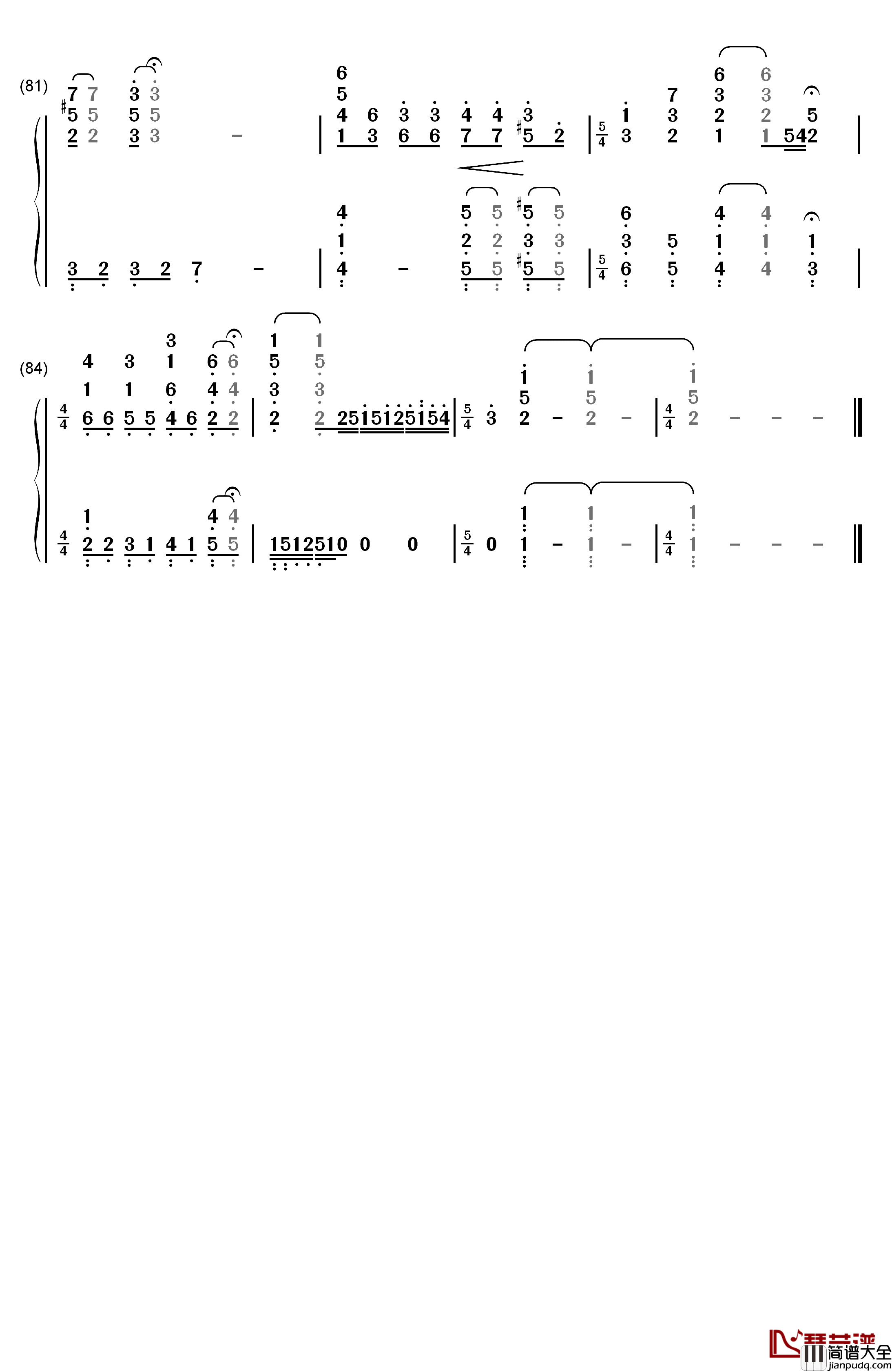 小星星幻想曲钢琴简谱_数字双手_V.K克