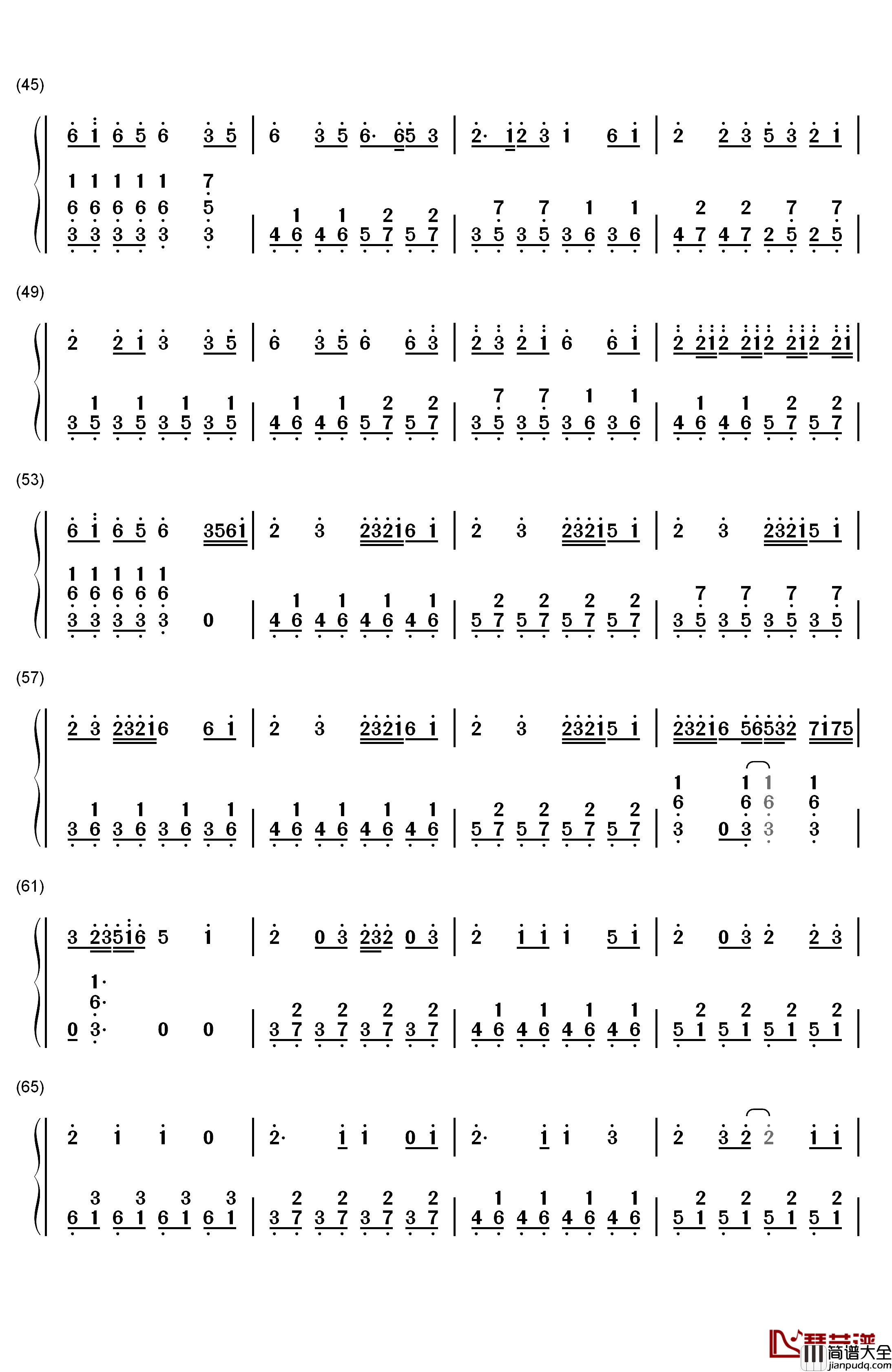 六兆年と一夜物語钢琴简谱_数字双手_Kemu