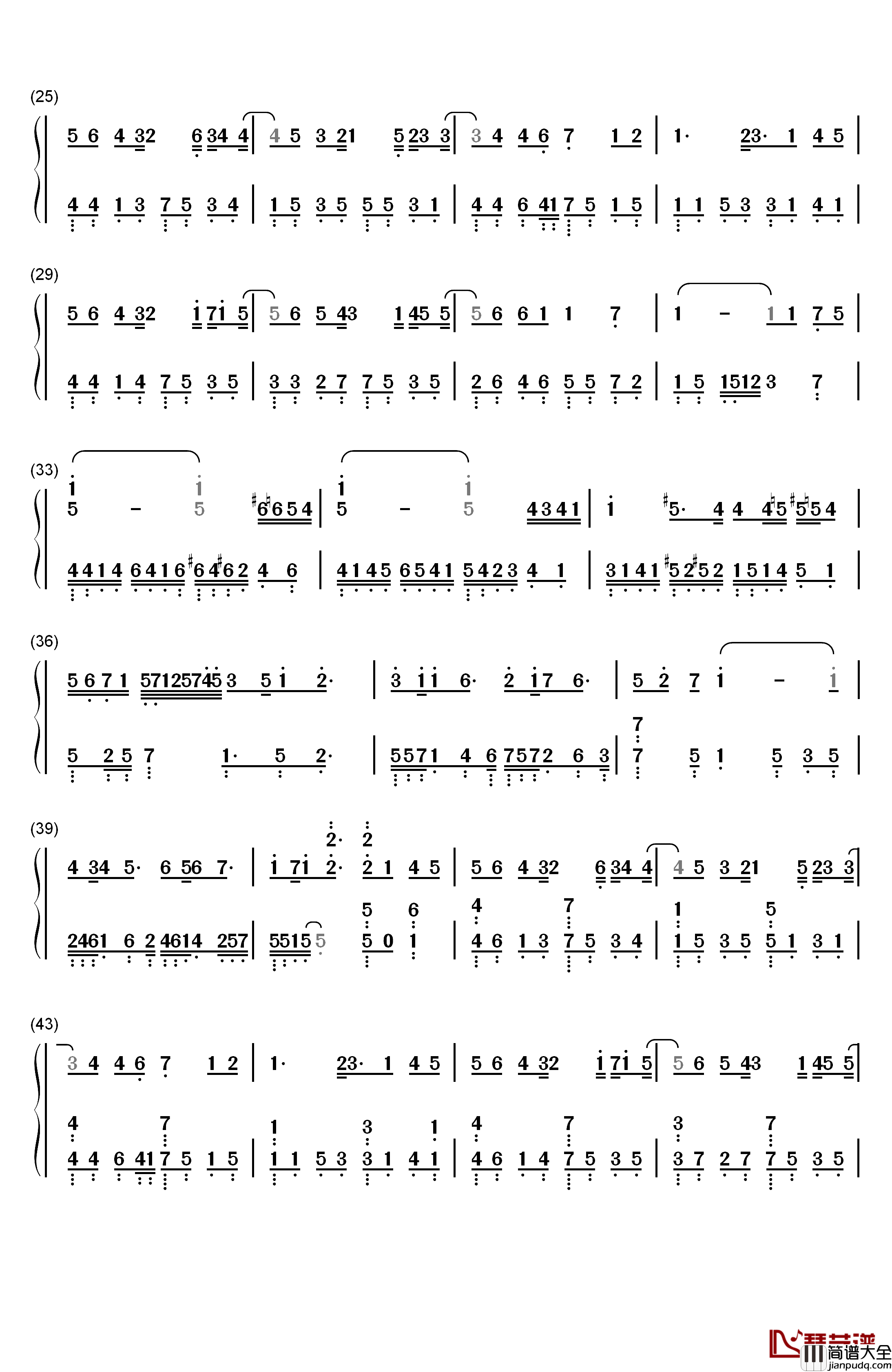 我不愿让你一个人钢琴简谱_数字双手_五月天