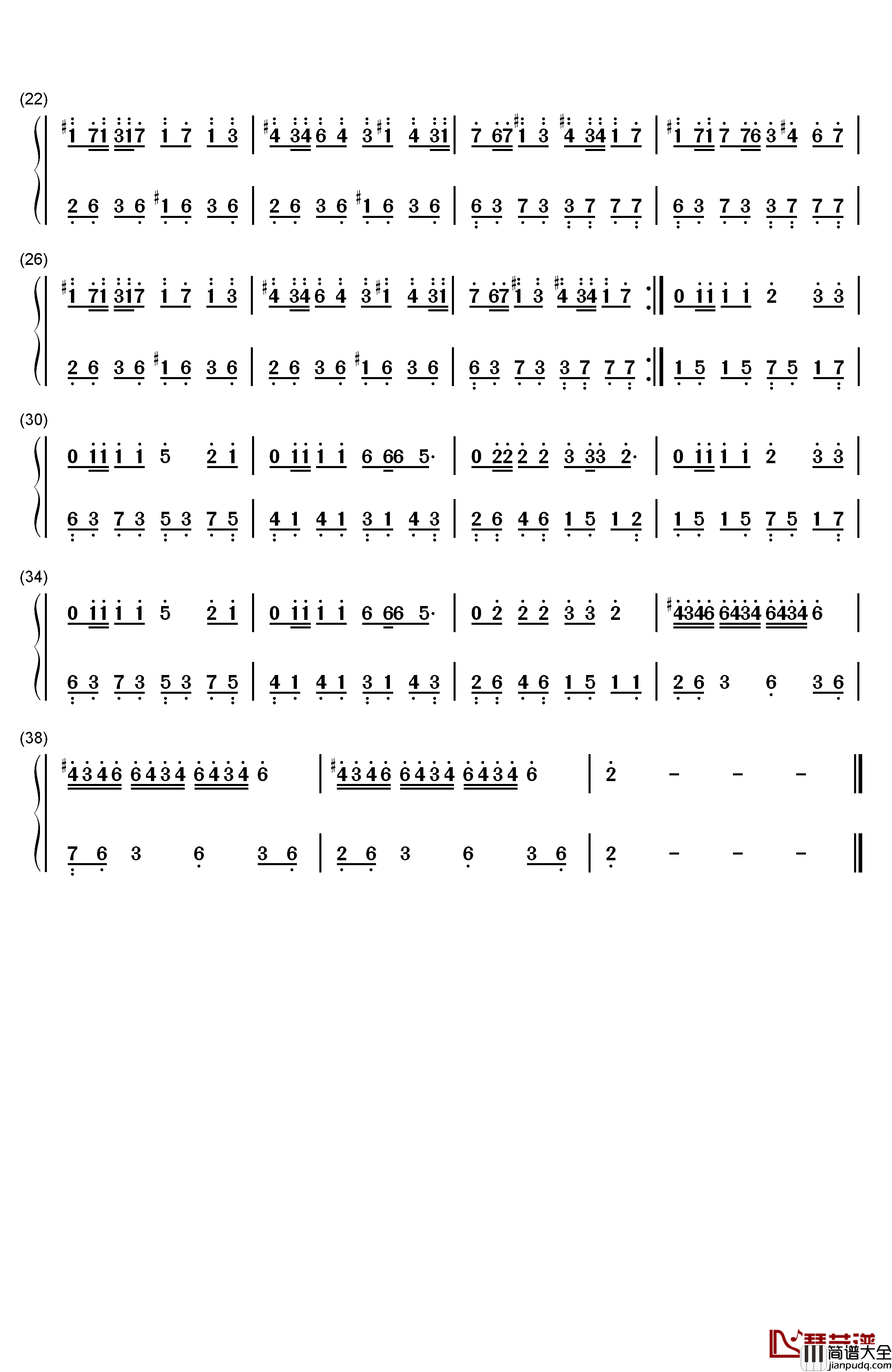 凤求凰钢琴简谱_数字双手_司马相如