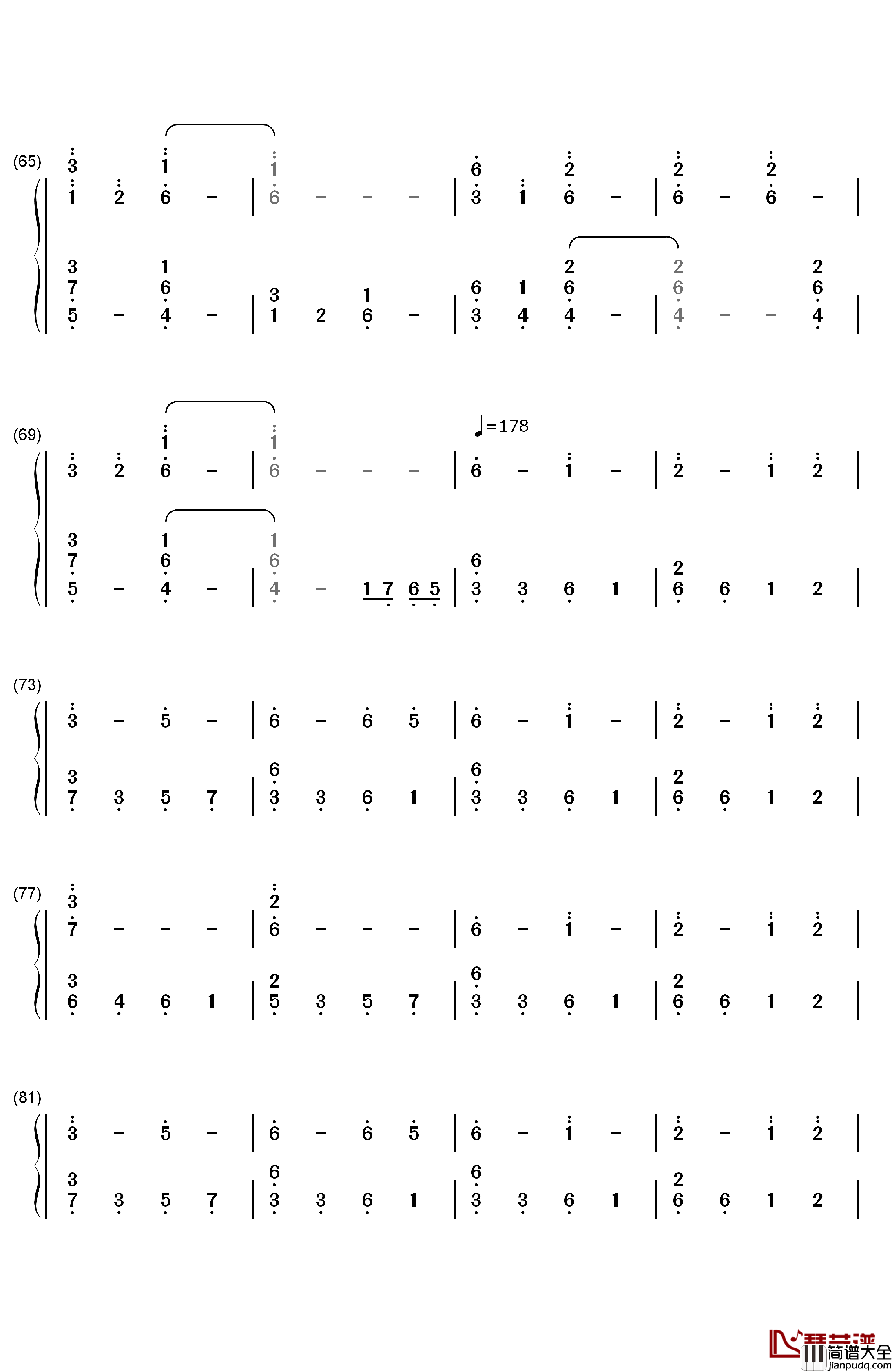 夏祭り钢琴简谱_数字双手_初音未来